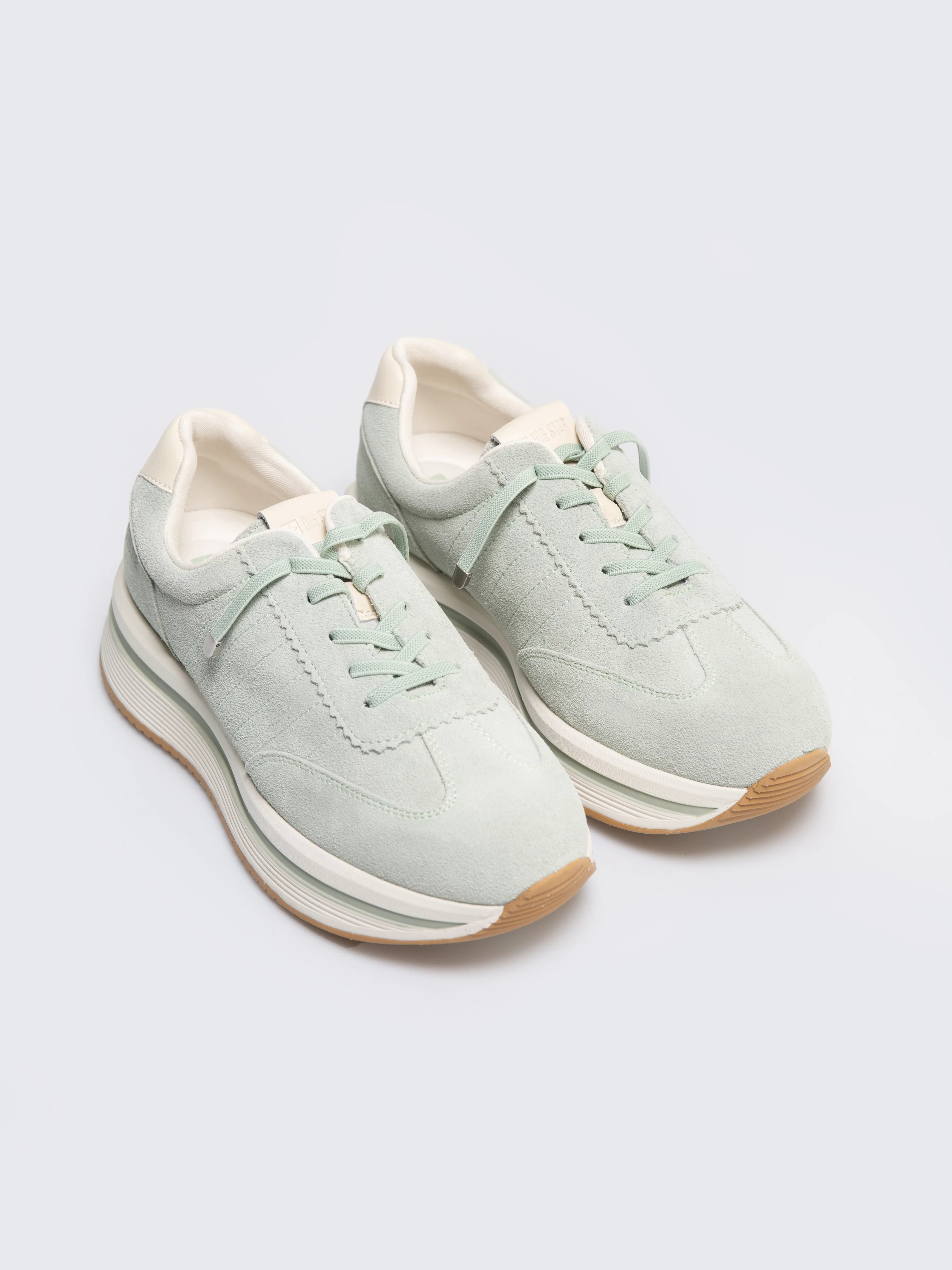 Sneakersy damskie ze skóry naturalnej pistacjowe RR274A350 300