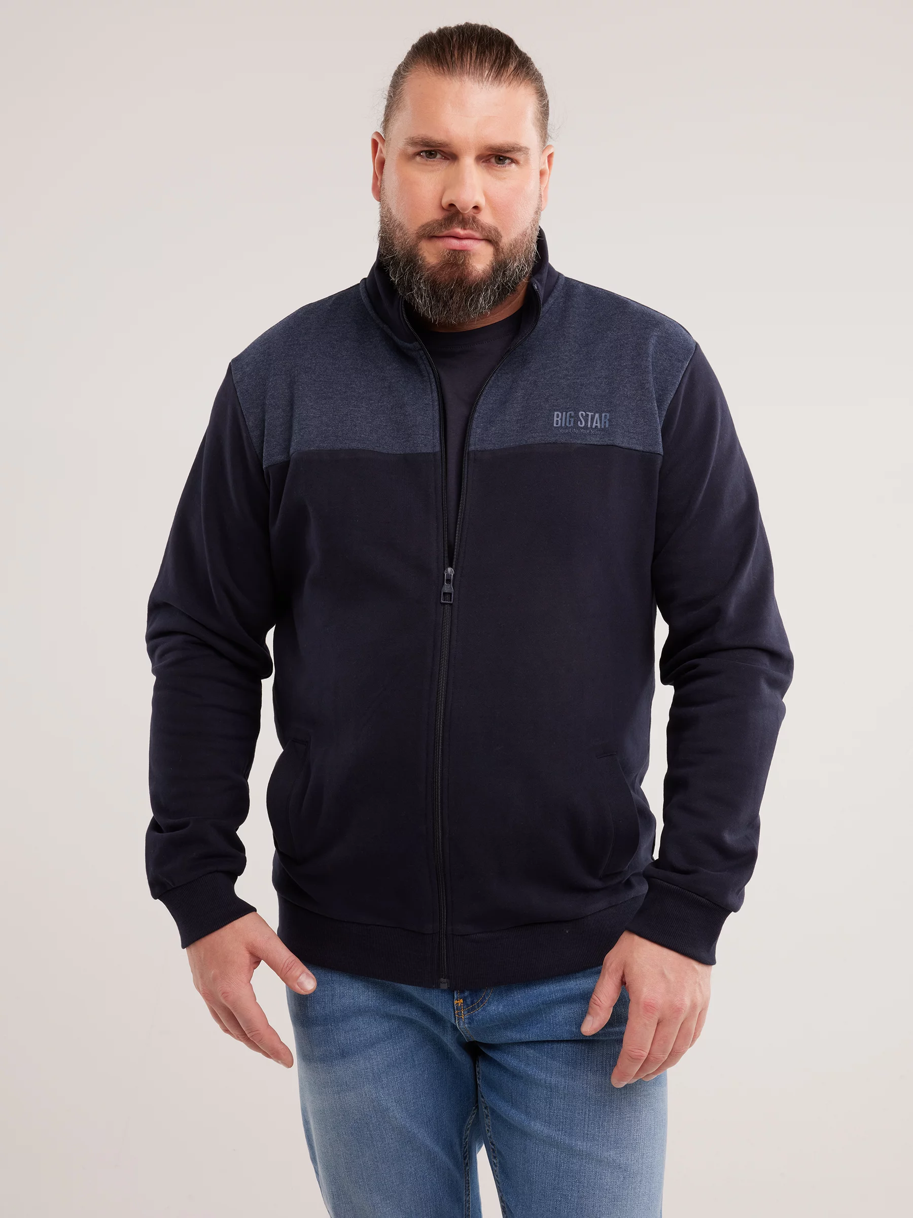 Bluza męska ze stójką granatowa Joe 403