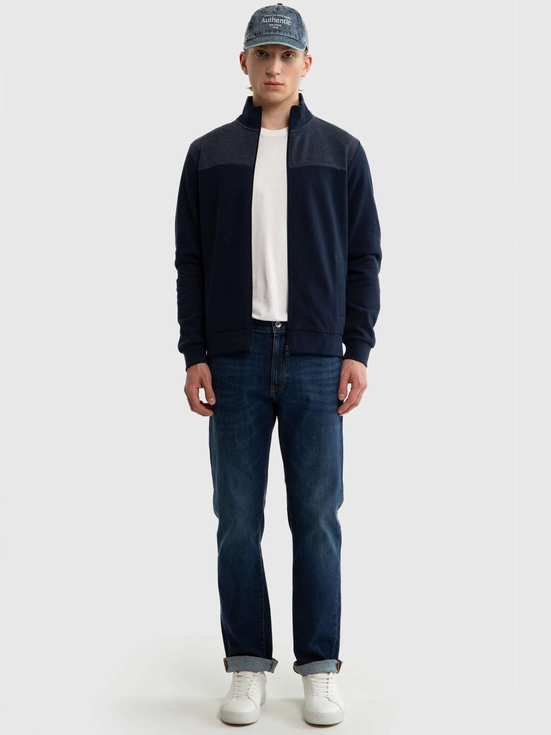 Bluza męska ze stójką granatowa Joe 403