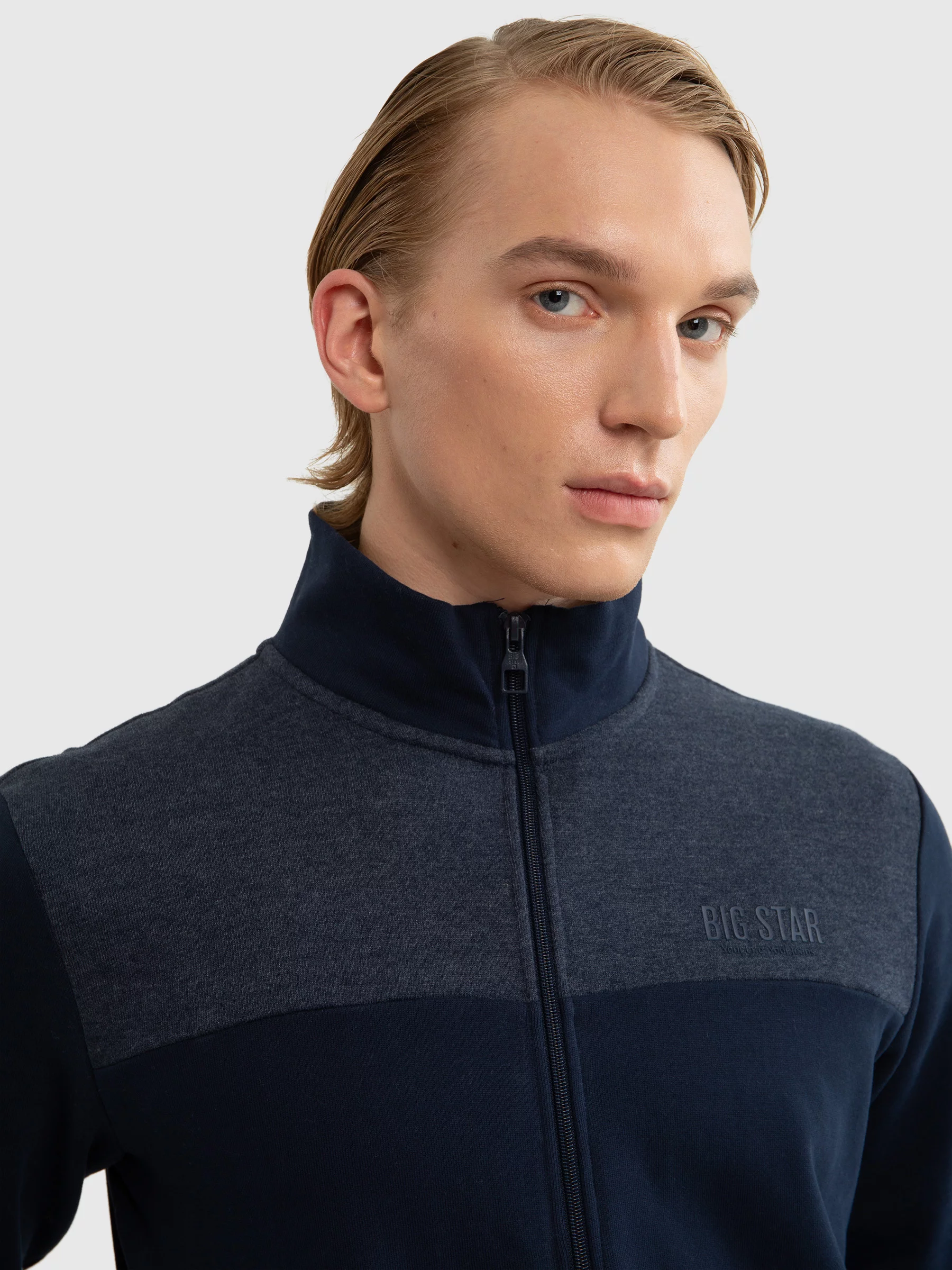 Bluza męska ze stójką granatowa Joe 403