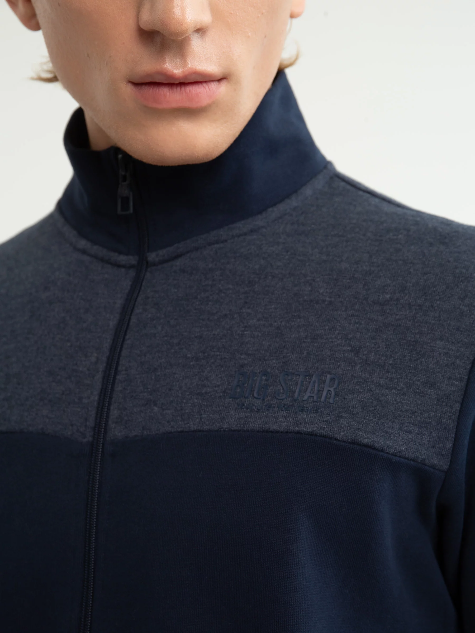 Bluza męska ze stójką granatowa Joe 403