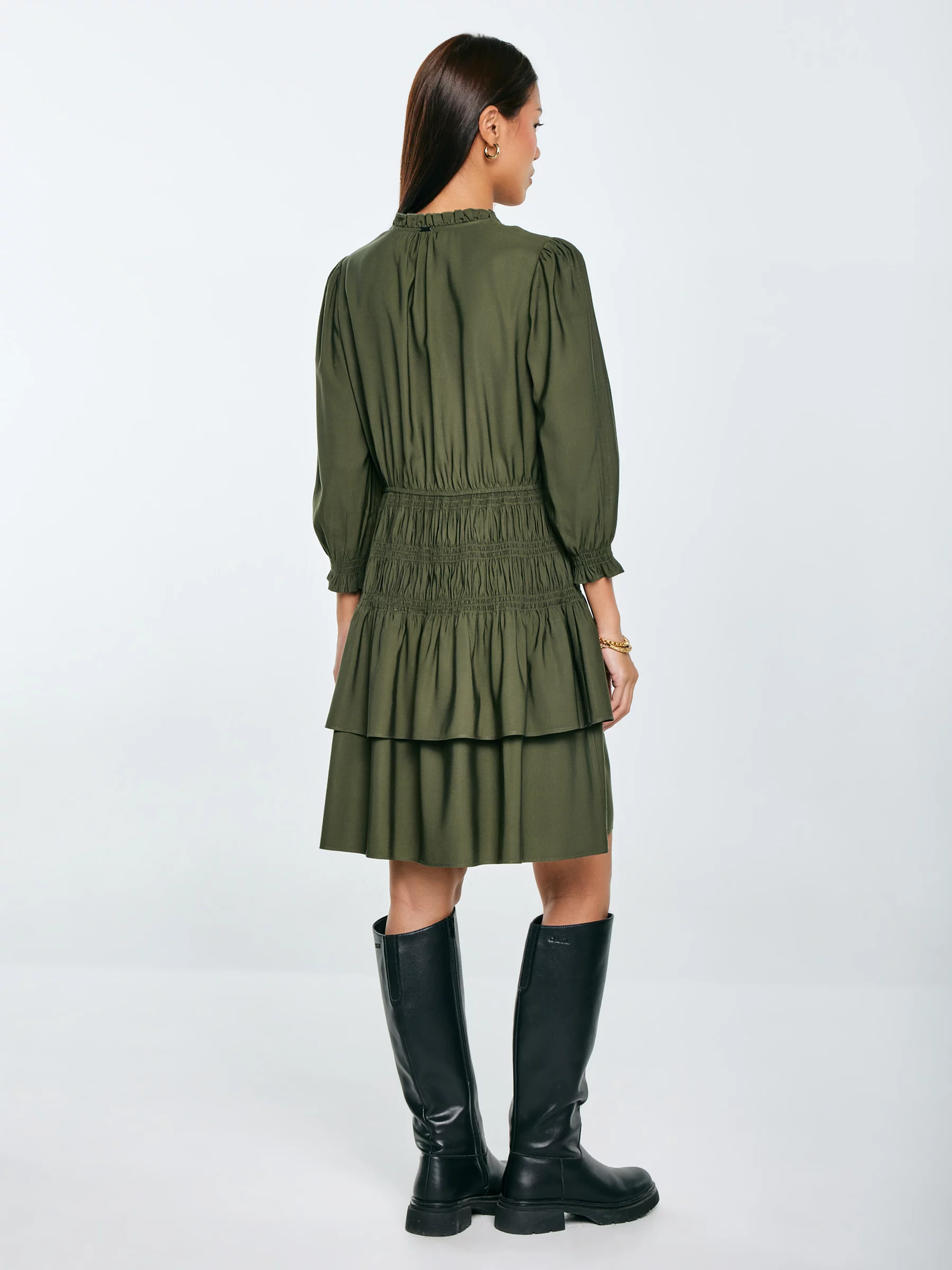 Sukienka damska mini z wiskozy khaki Kakuni 303