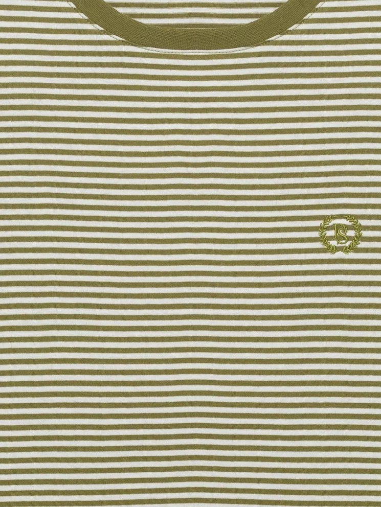 Koszulka damska w paski z haftem khaki Zenaisa 301