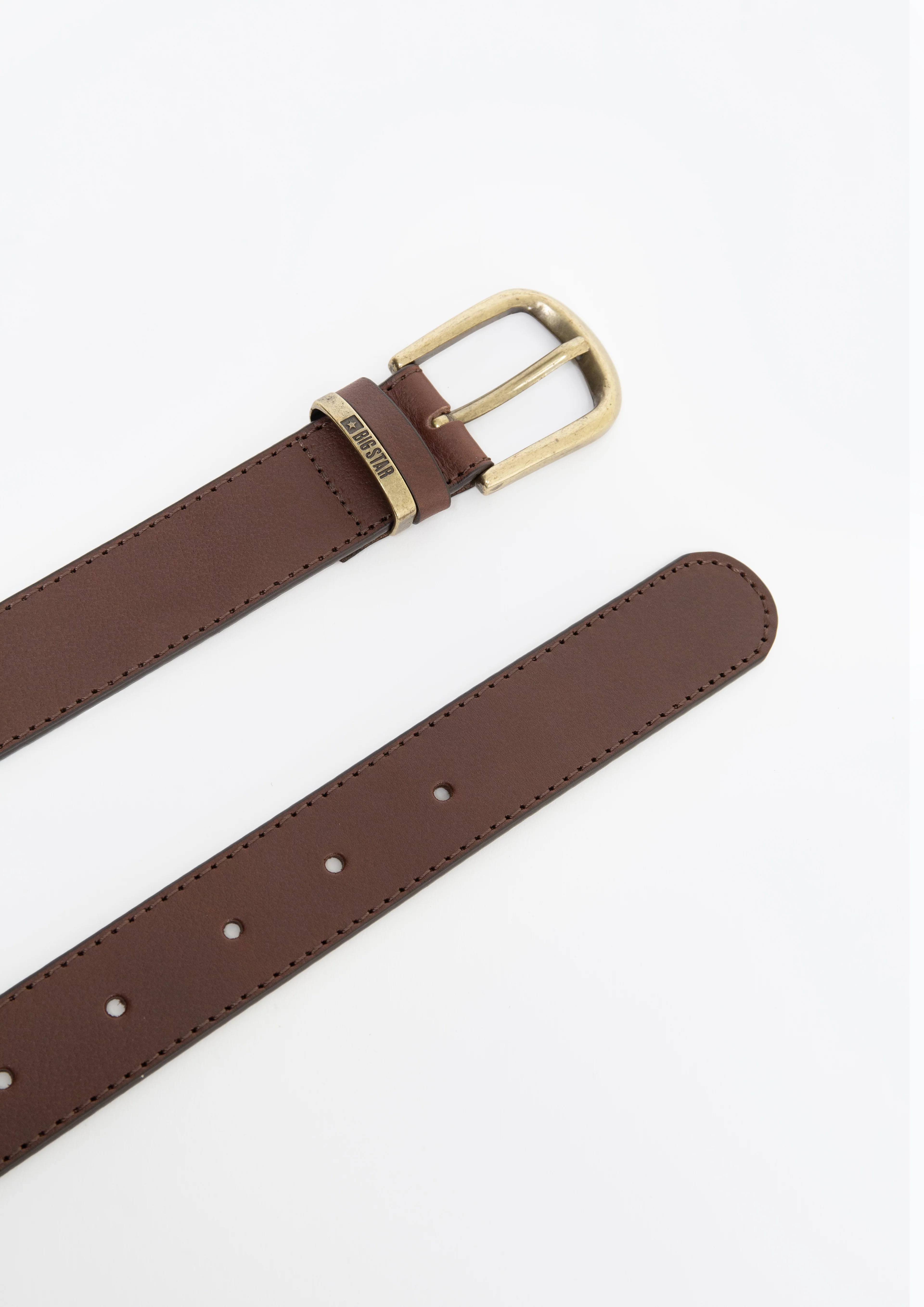 Pasek damski skórzany ze złotą klamrą brązowy Gilda 803