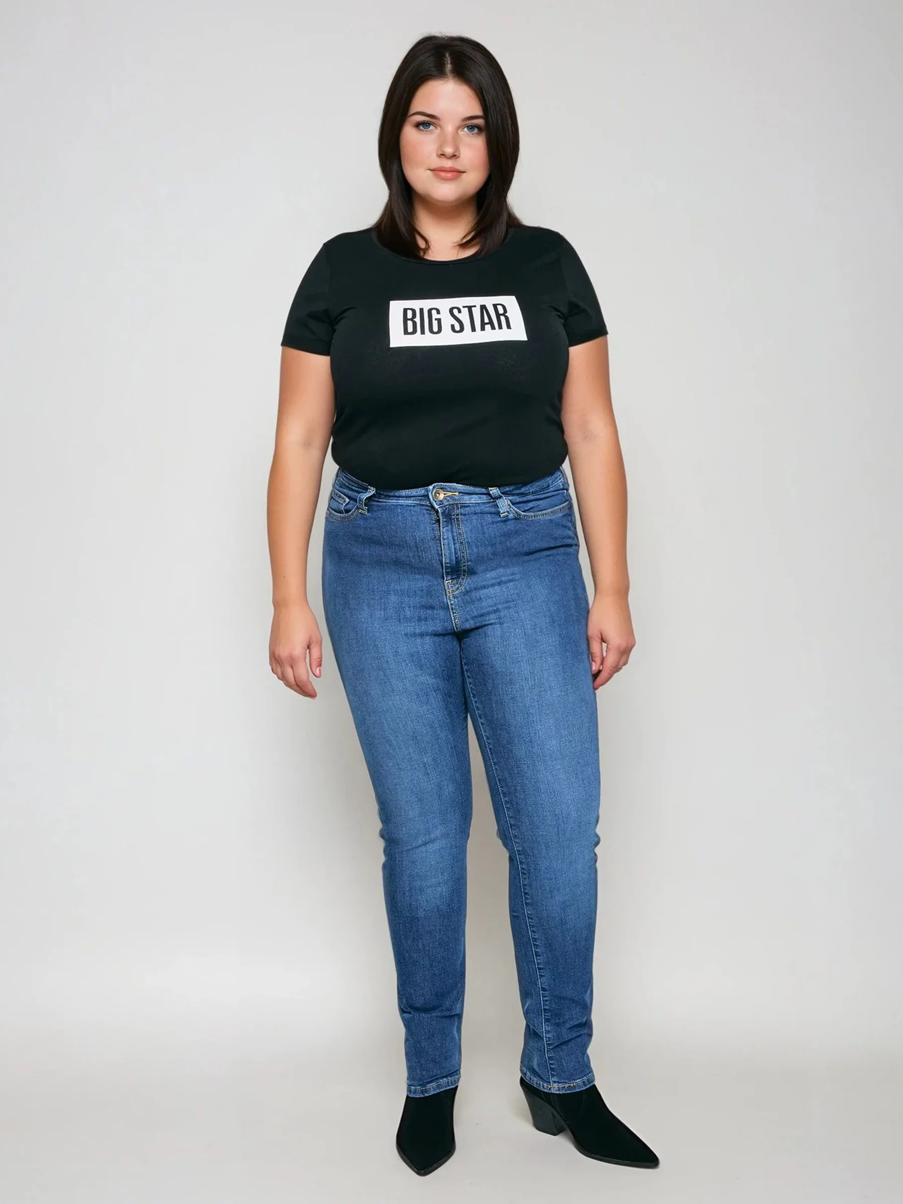 Jeansy damskie z wysokim stanem niebieskie Katrina High Waist 344