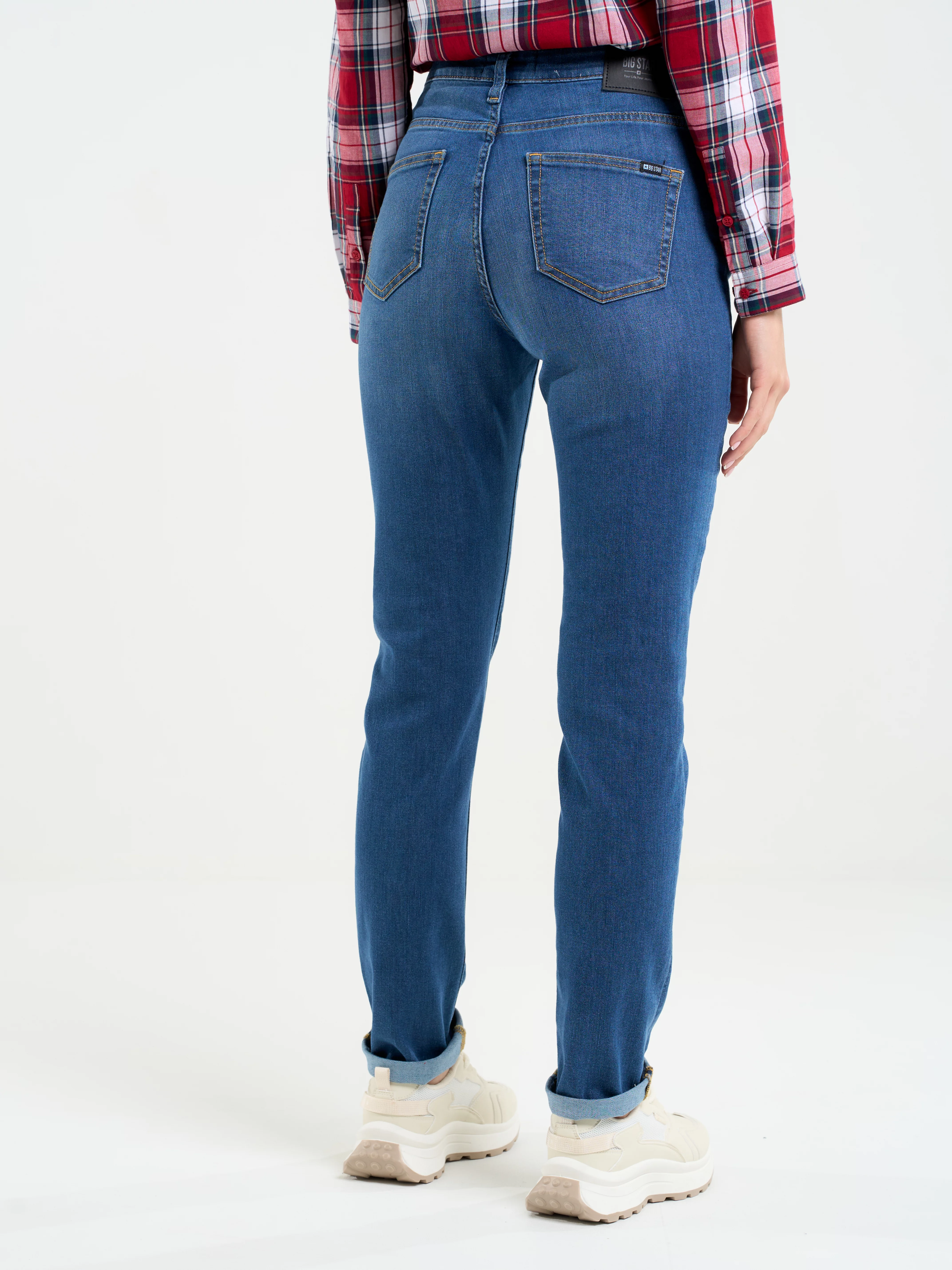 Jeansy damskie z wysokim stanem niebieskie Katrina High Waist 344