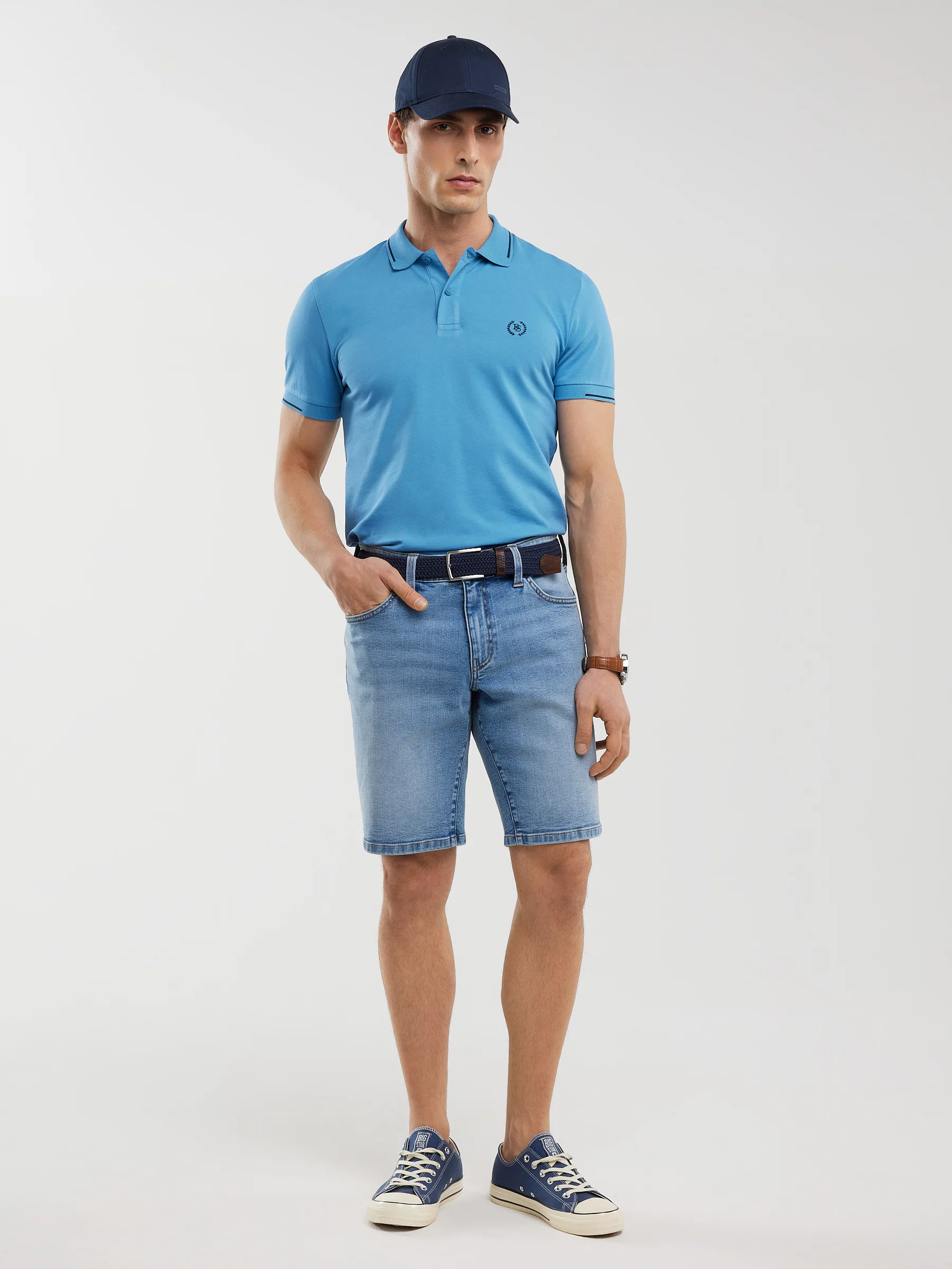 Koszulka męska polo niebieska Polian 402