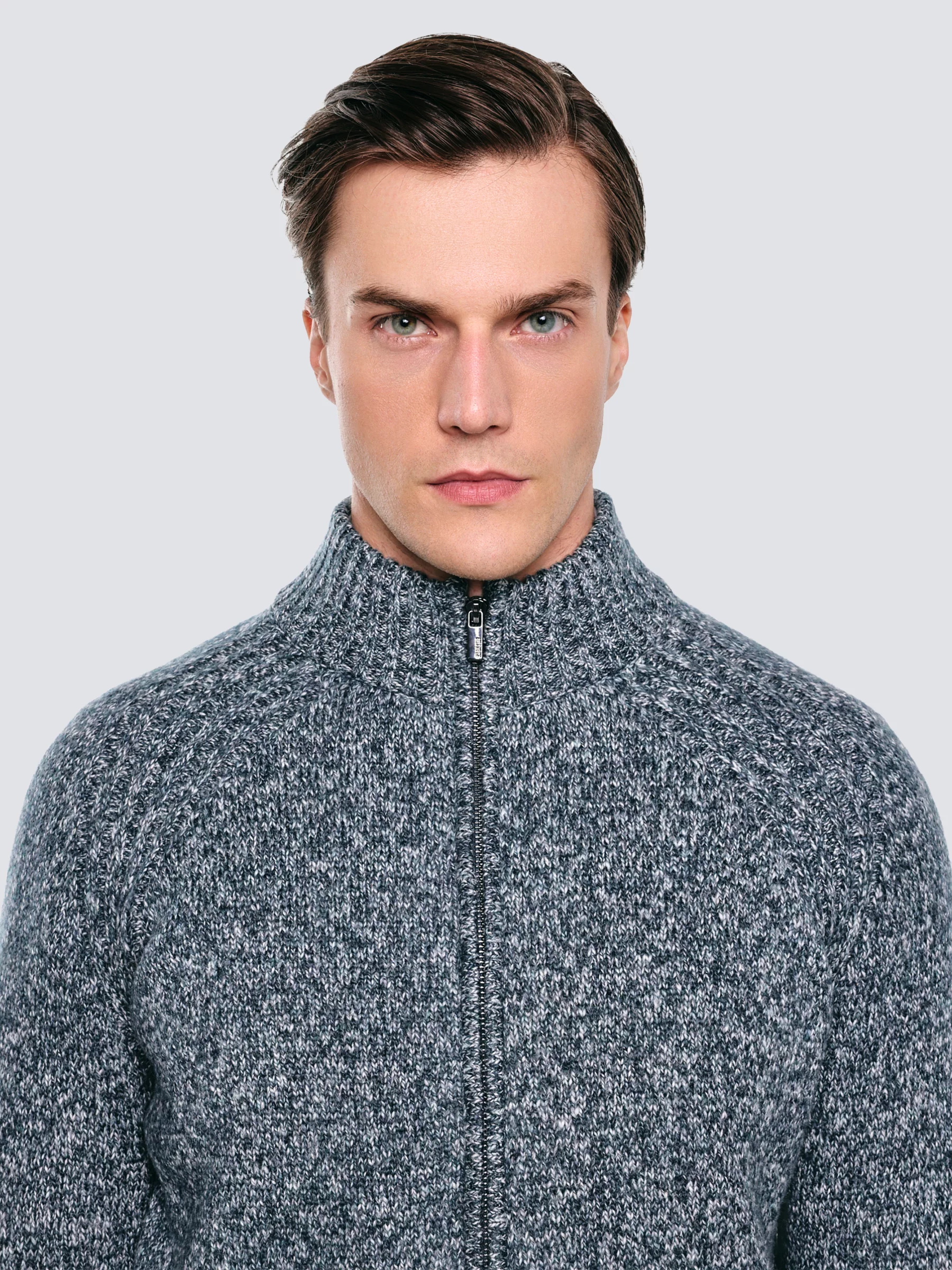 Sweter męski rozpinany melanżowy niebieski Dionis 402