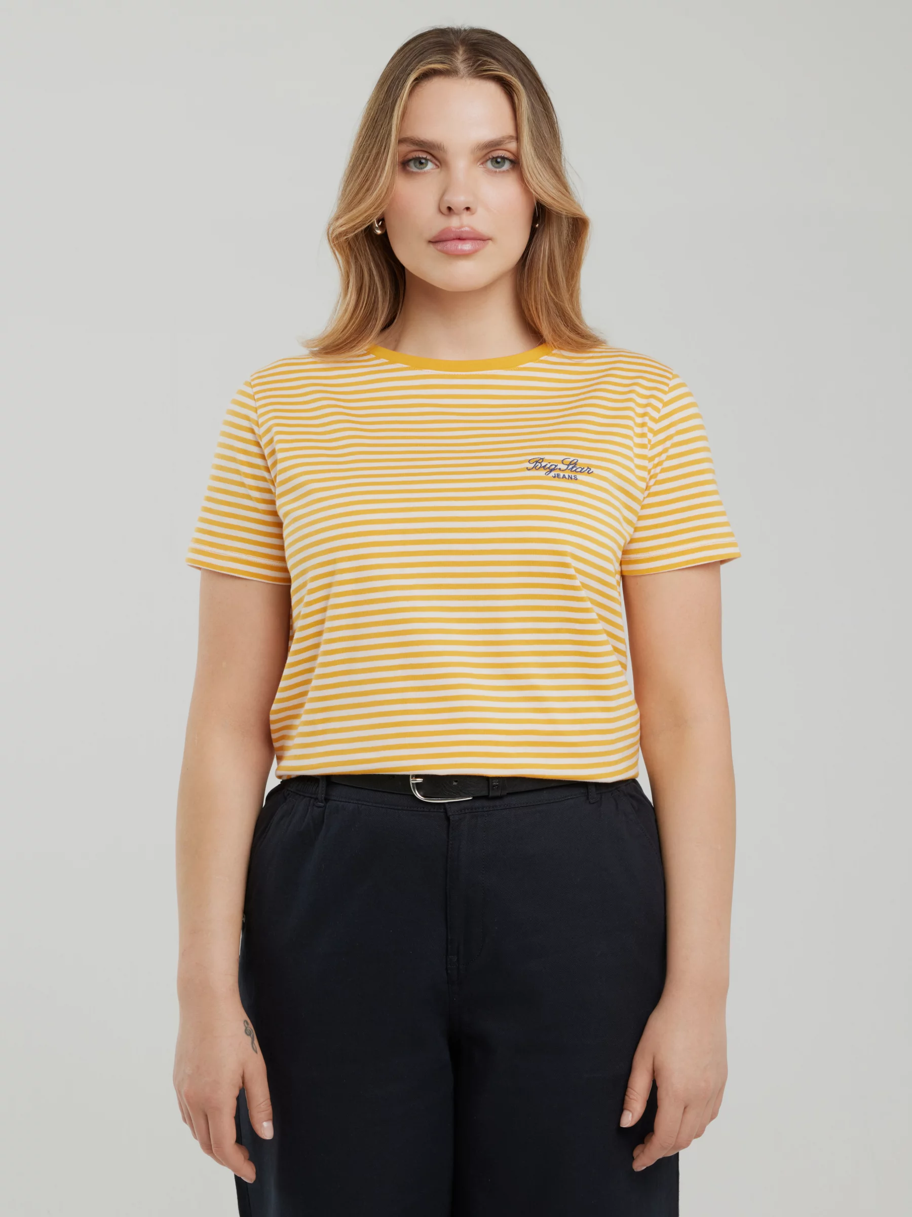 Koszulka damska w paski żółto-biała Zenaida 703