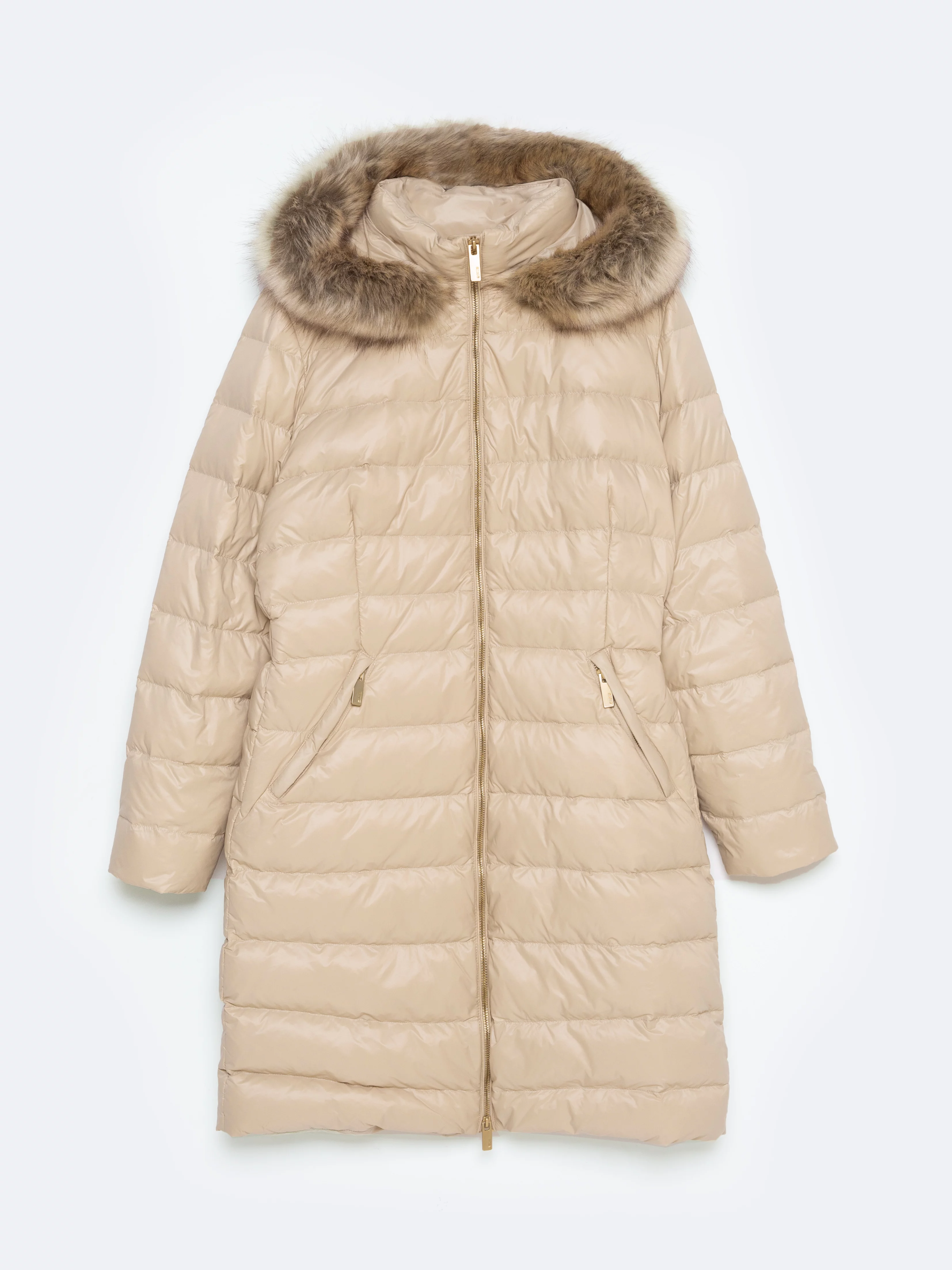 Płaszcz damski puchowy pikowany beżowy Rosabel 801