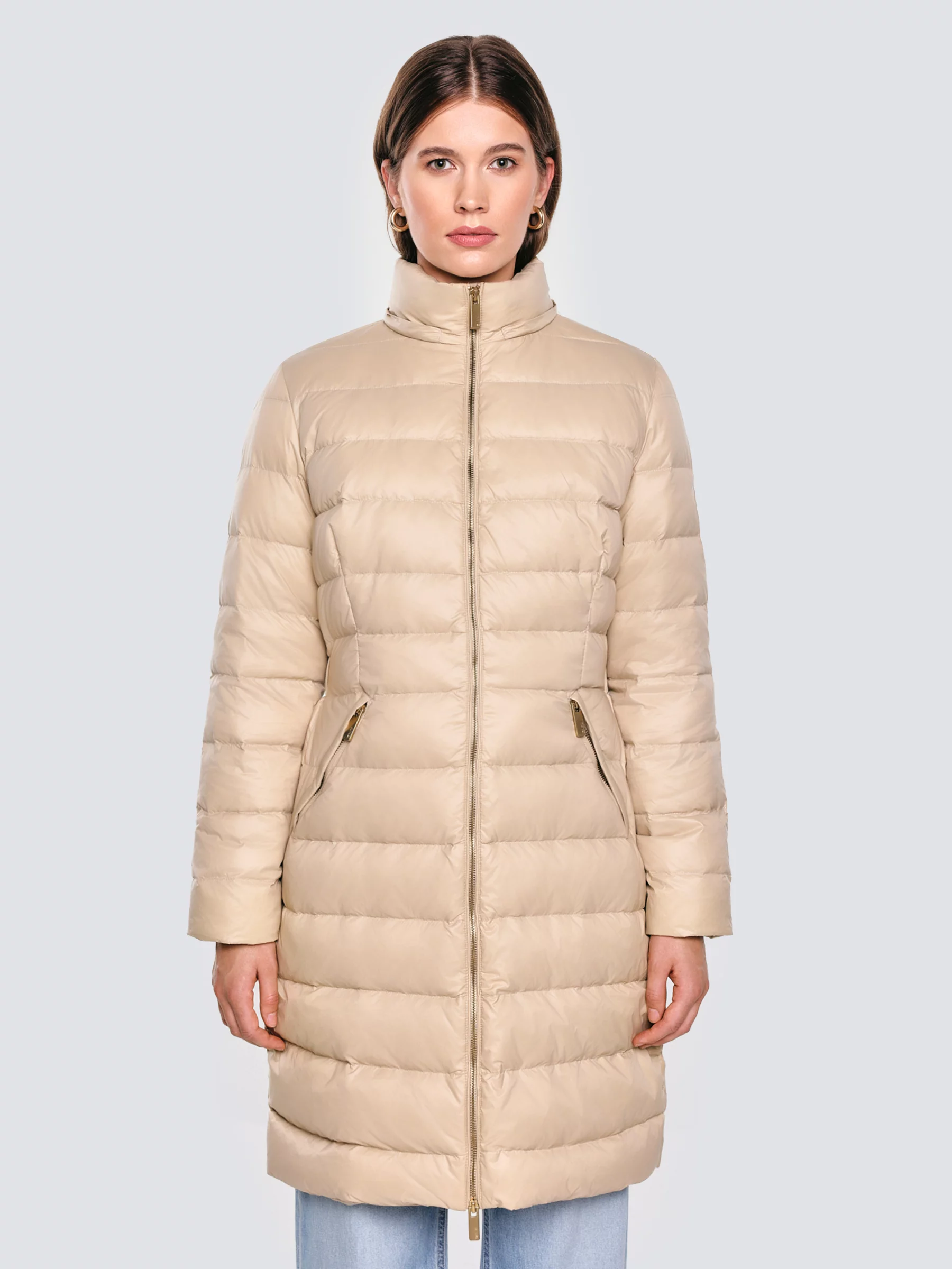 Płaszcz damski puchowy pikowany beżowy Rosabel 801