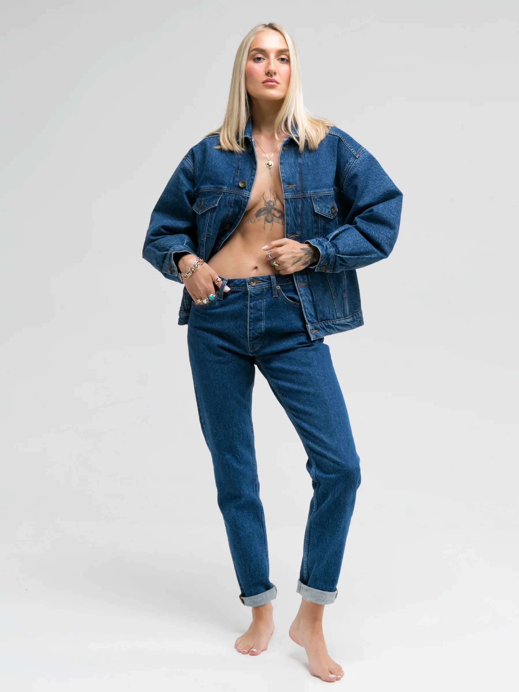 Kurtka damska jeansowa z kolekcji Authentic granatowa Authentic 500