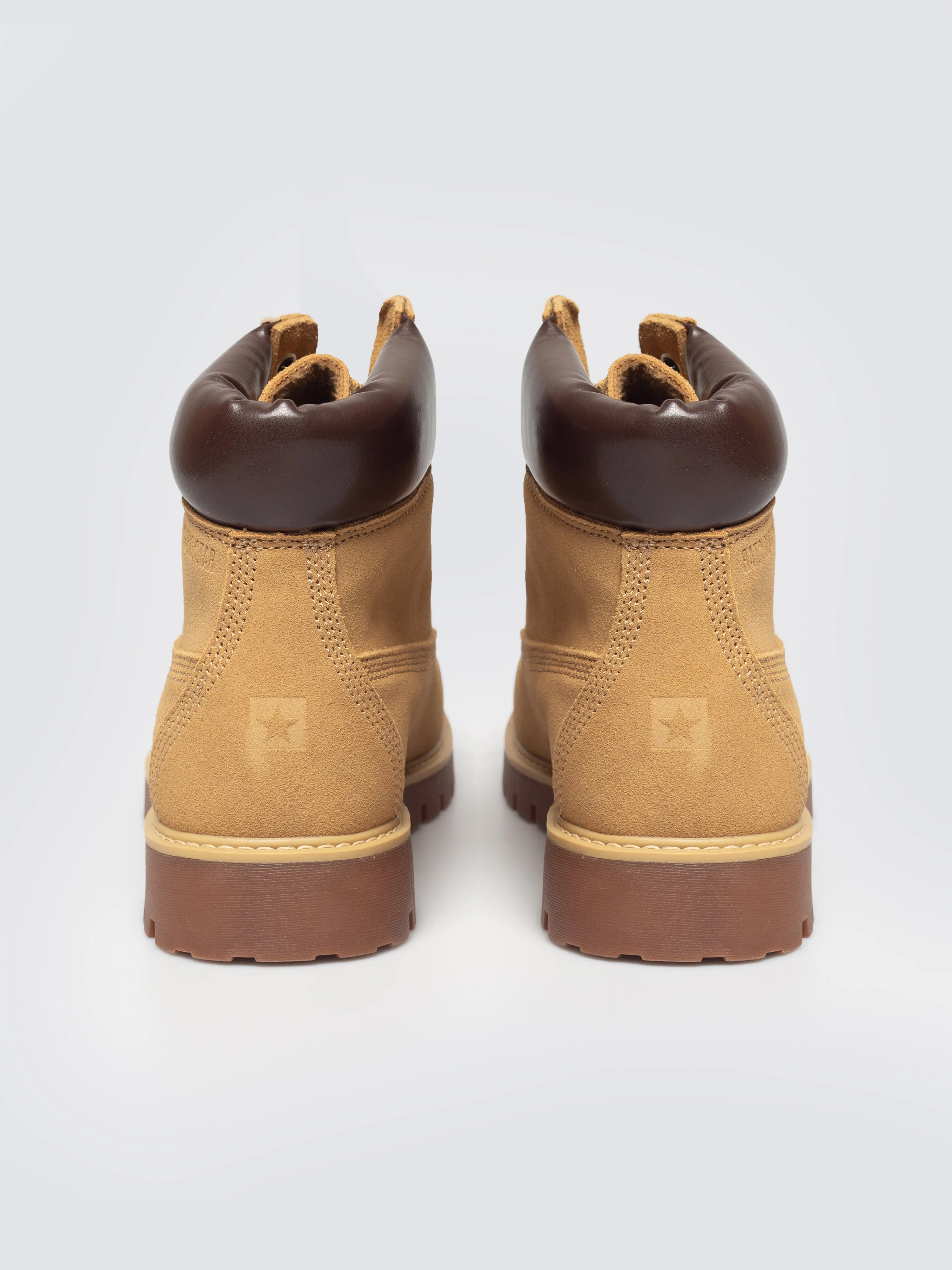 Trapery męskie ze skóry naturalnej zamszowej brązowe OO174136 802