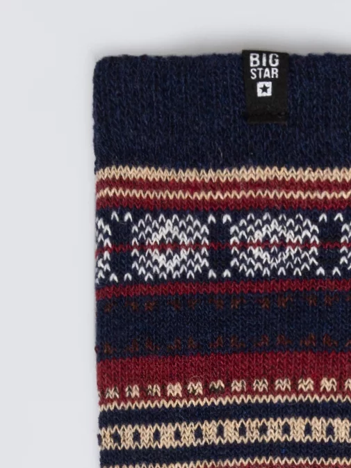 Skarpety męskie długie z dodatkiem wełny granatowe Nordis 403