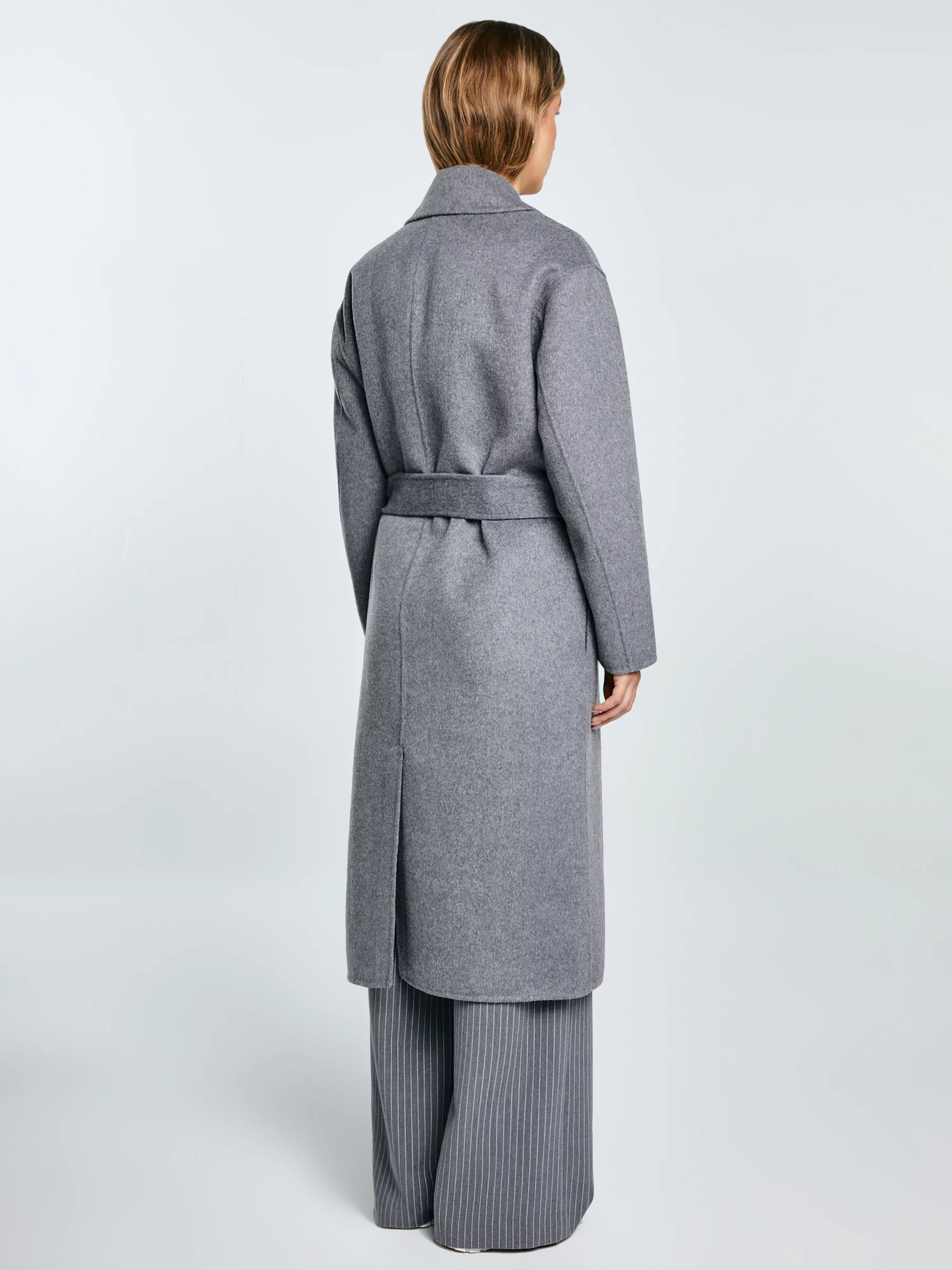 Płaszcz damski wełniany wiązany szary Oshana 903