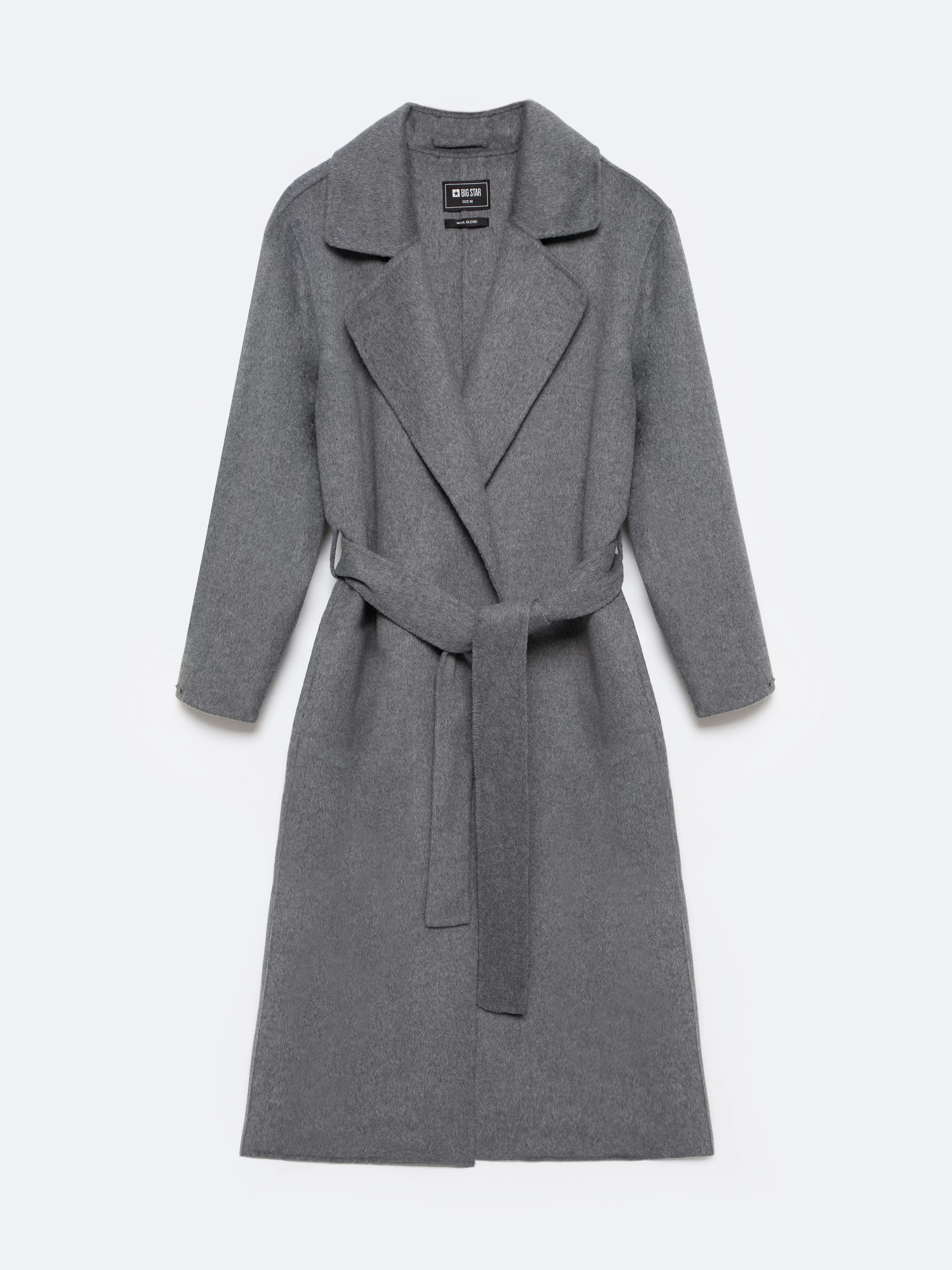 Płaszcz damski wełniany wiązany szary Oshana 903