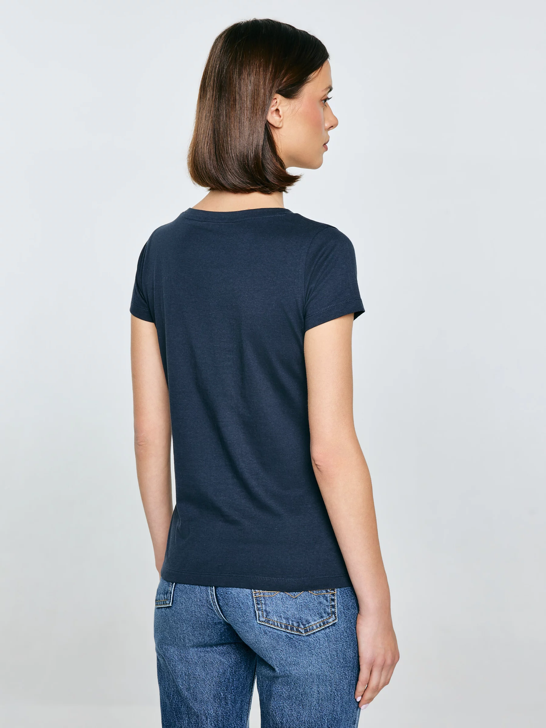 Koszulka damska z nadrukiem granatowa Serra 403