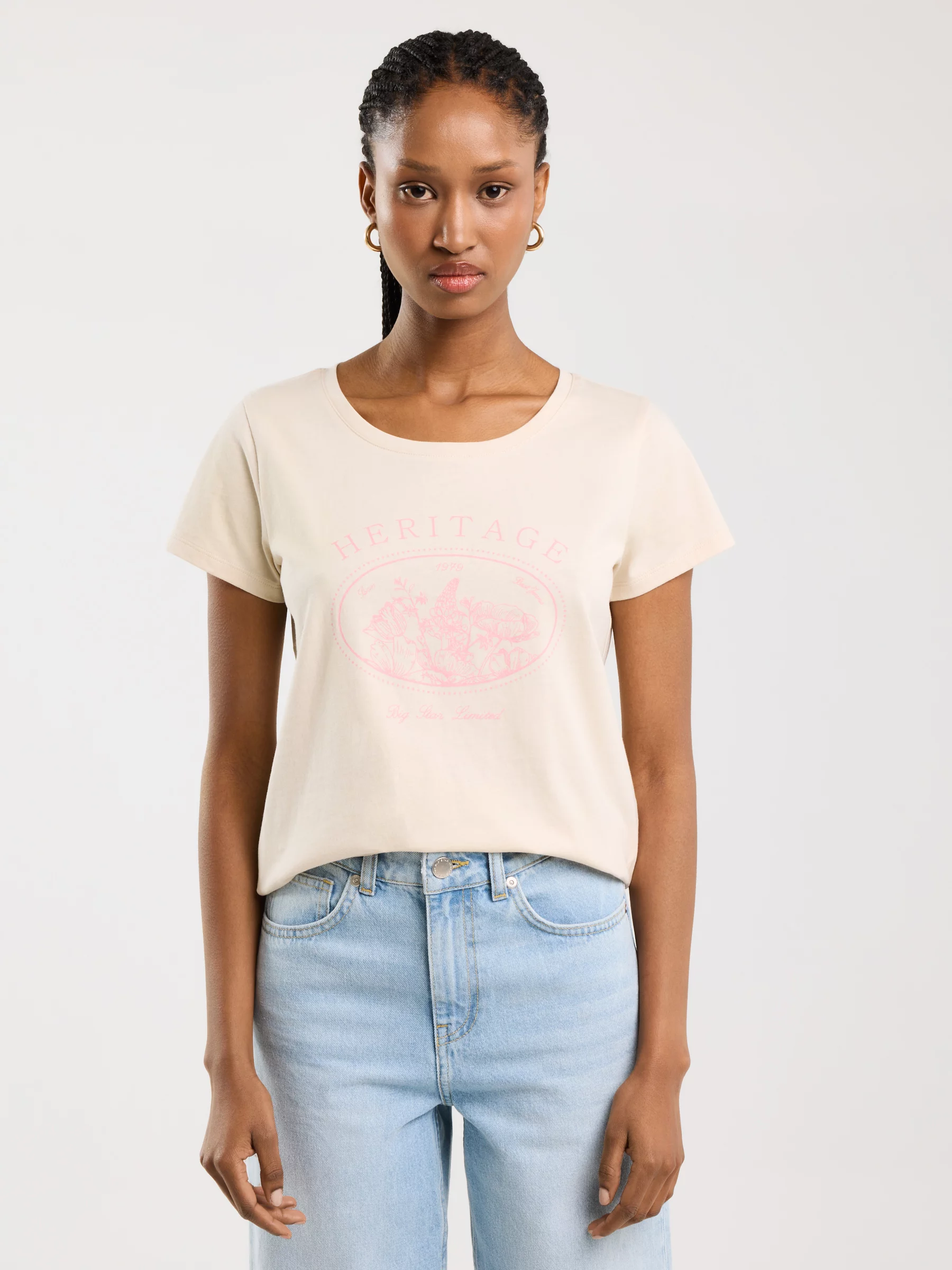 Koszulka damska z nadrukiem kremowa Alota 103