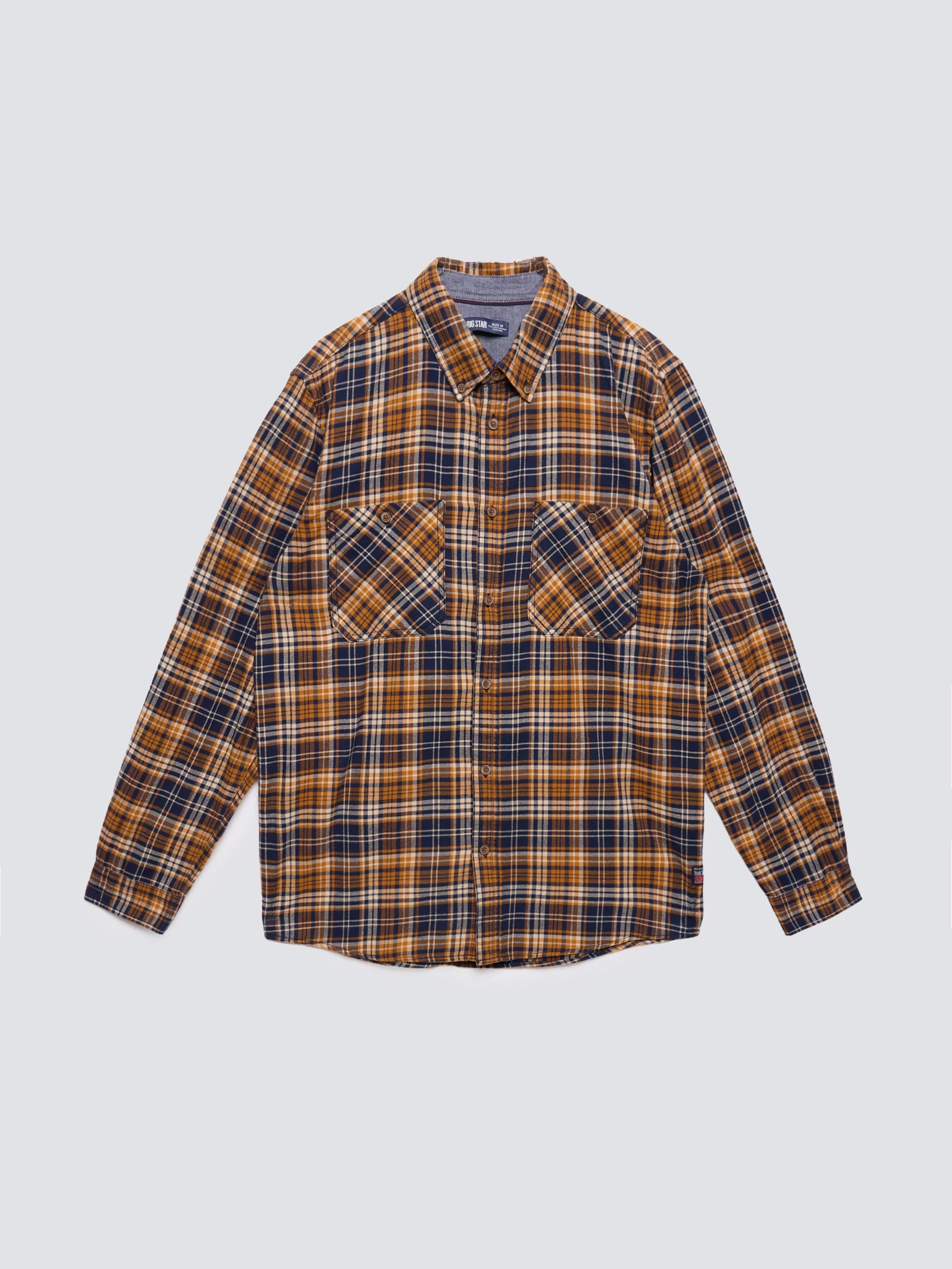 Koszula męska flanelowa w kratę granatowo-pomaraŅczowa Kolisar 403