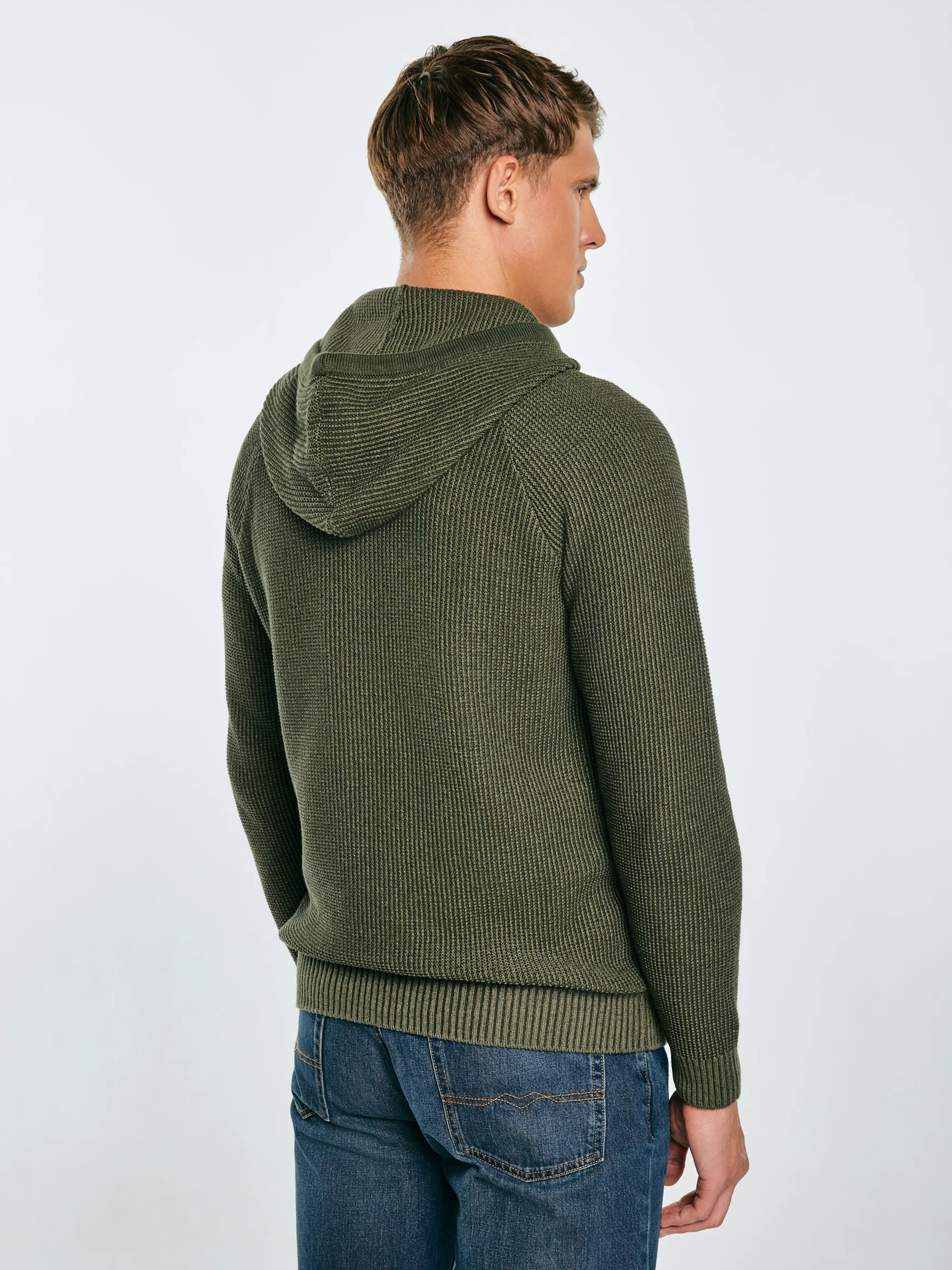 Sweter męski z kapturem khaki Carlson 303