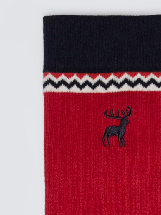 Skarpety męski długie w prążek czerwone Trix 603