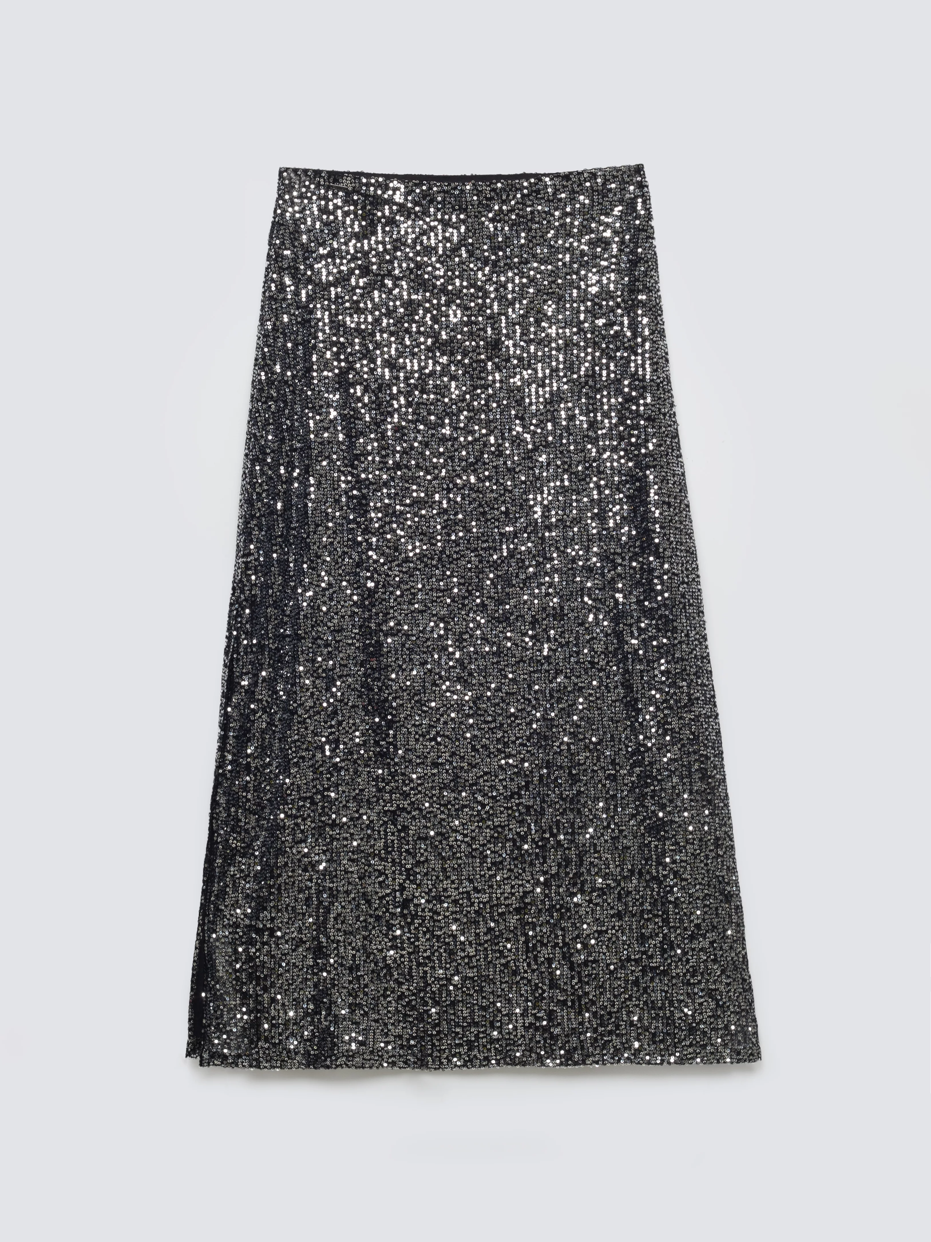 Spódnica damska cekinowa midi srebrna Soleasi 904