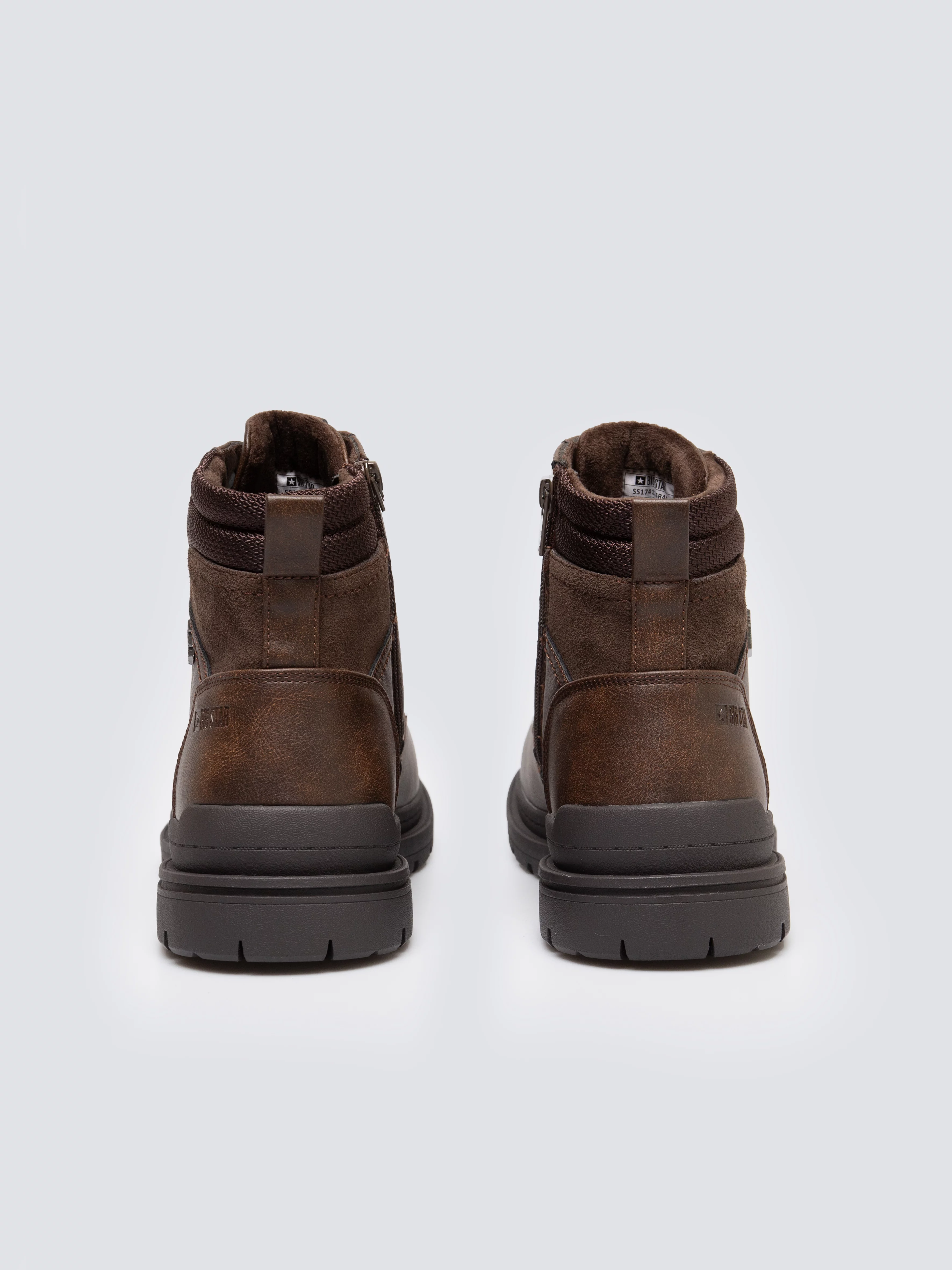 Trapery męskie ze skóry naturalnej brązowe SS174124 803