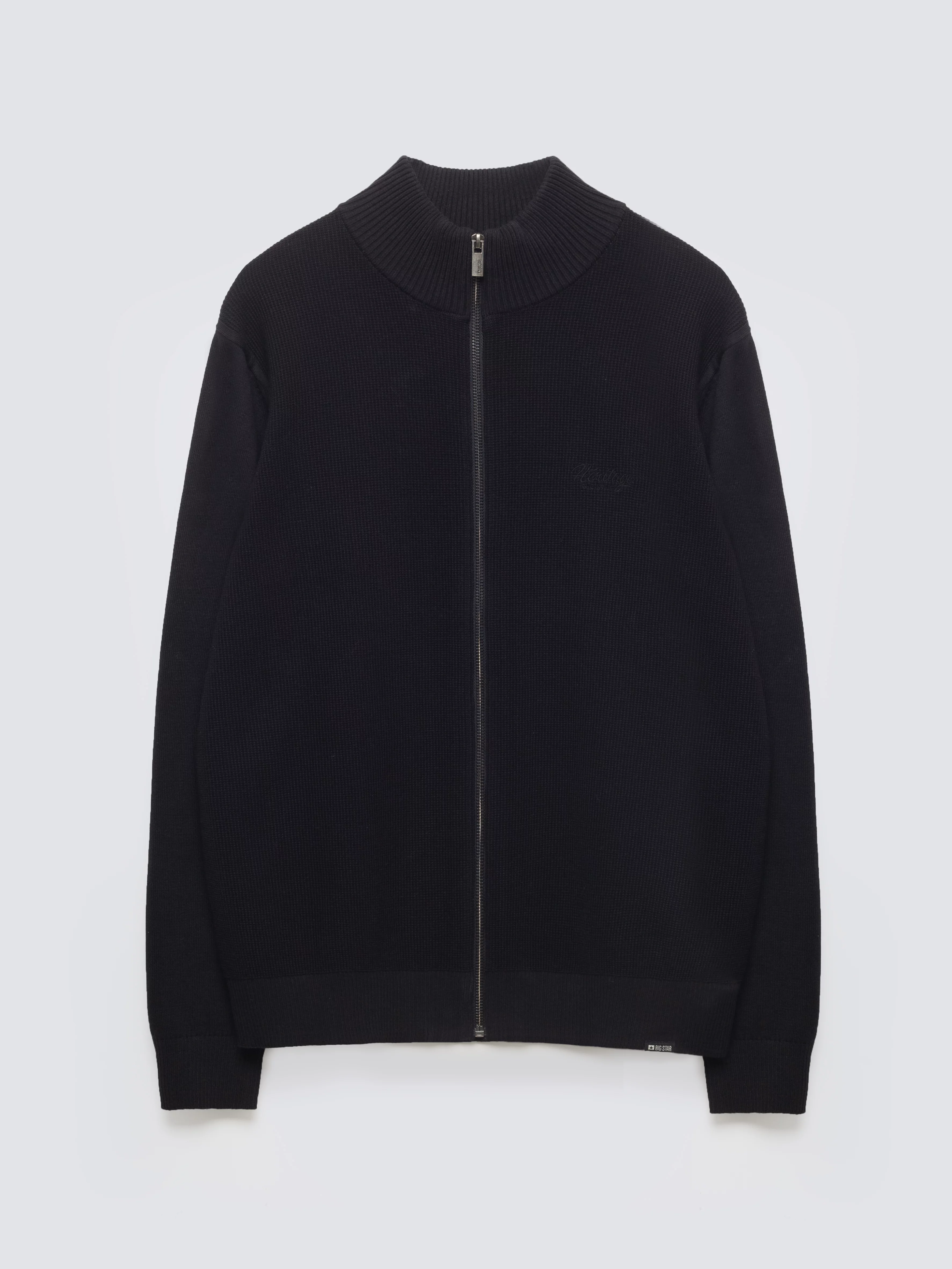 Sweter męski rozpinany ze stójką czarny Anton 906