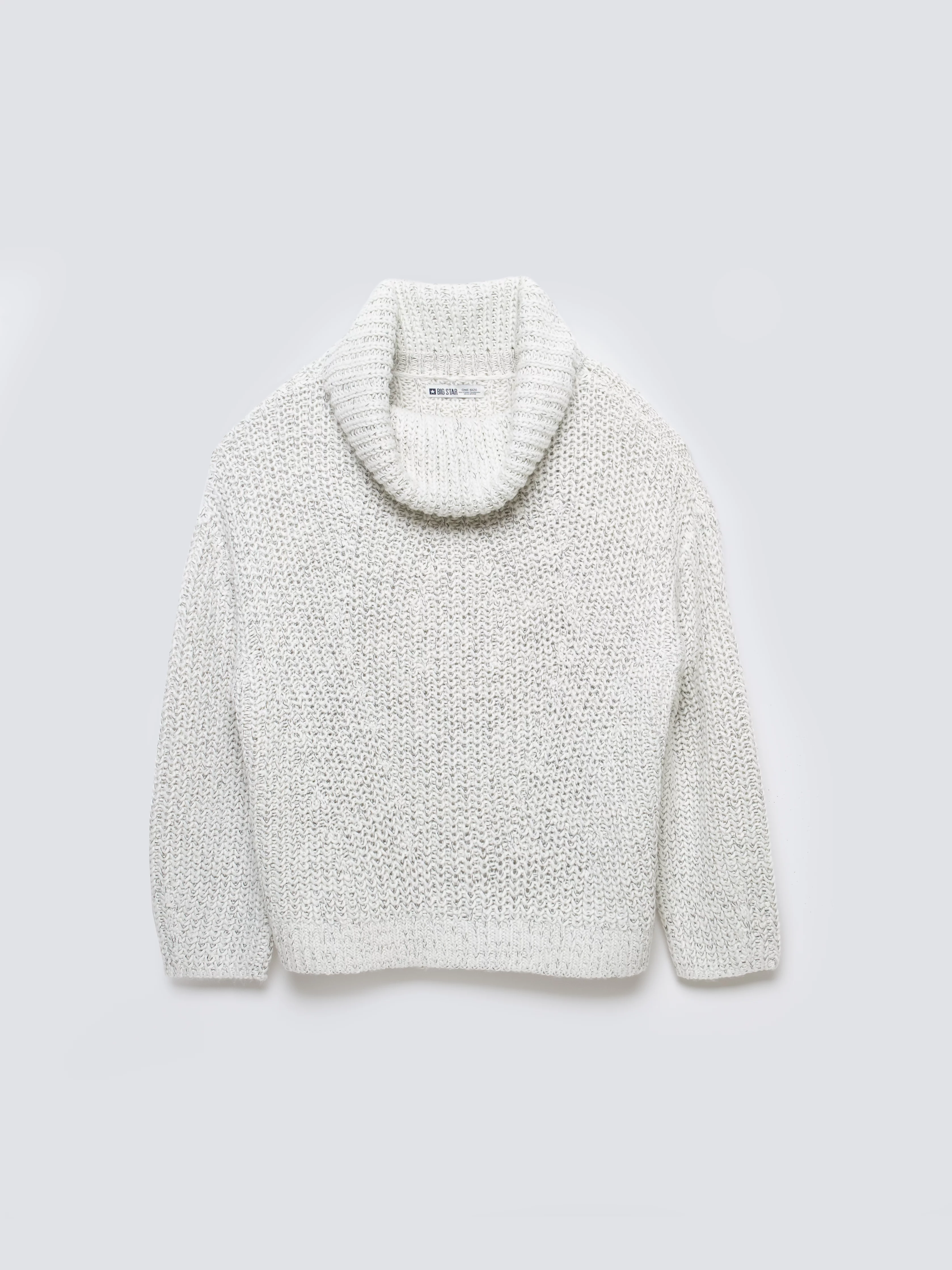 Sweter damski z obszernym golfem melanżowy biały Magdalena 100