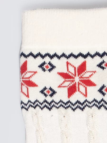 Skarpety damskie długie z ozdobnym splotem białe Bianca 100