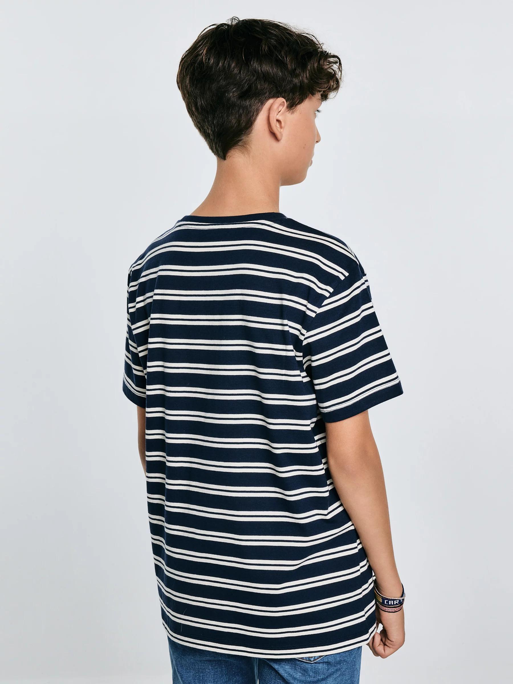 Koszulka chłopięca w paski granatowa Sewer 403