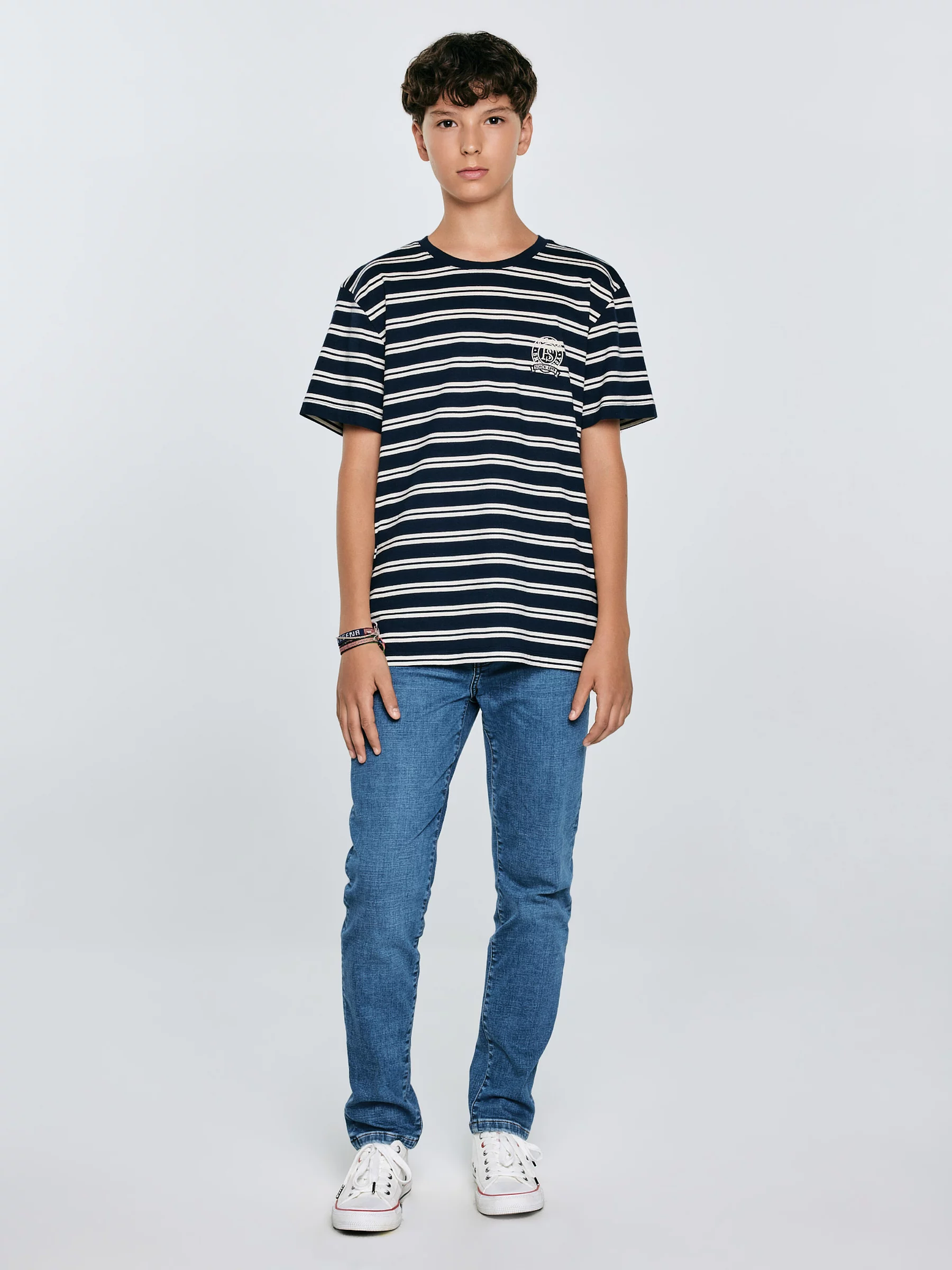 Koszulka chłopięca w paski granatowa Sewer 403