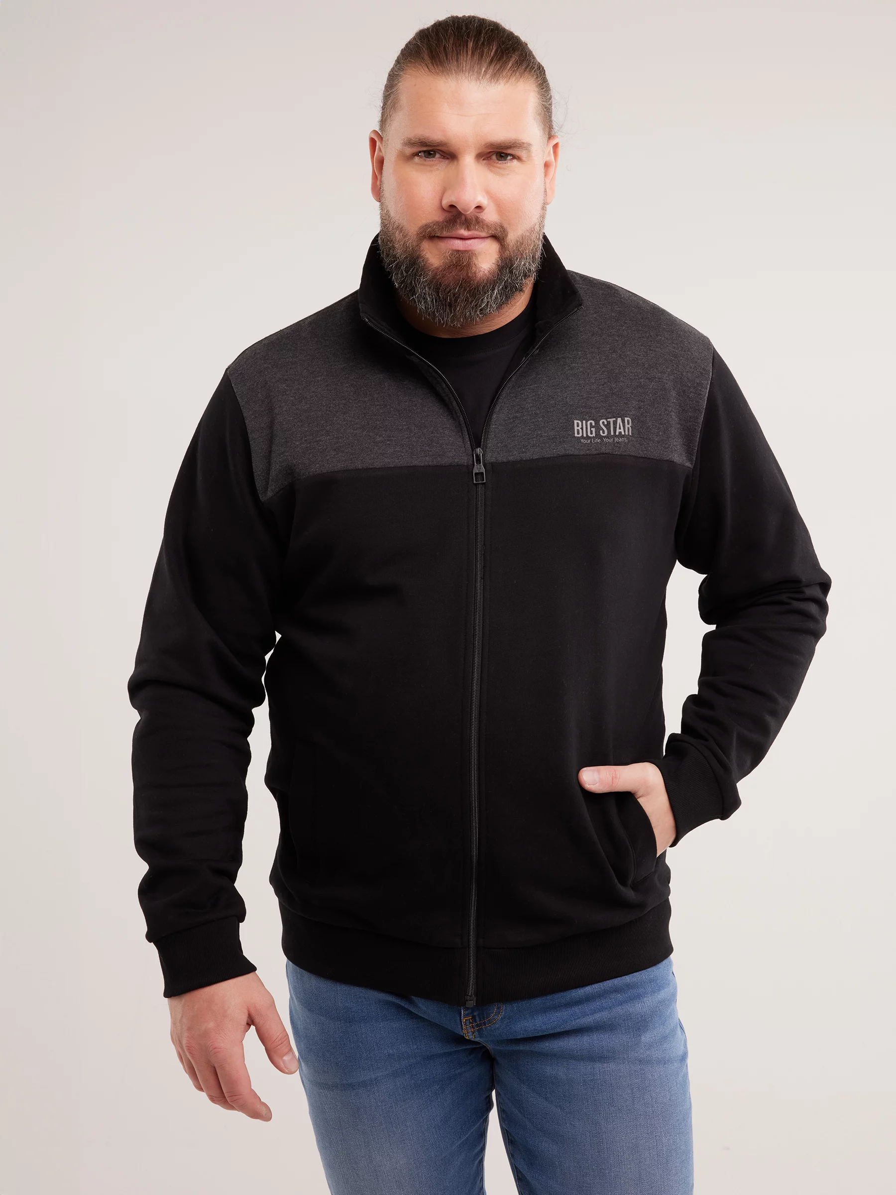 Bluza męska ze stójką czarna Joe 906