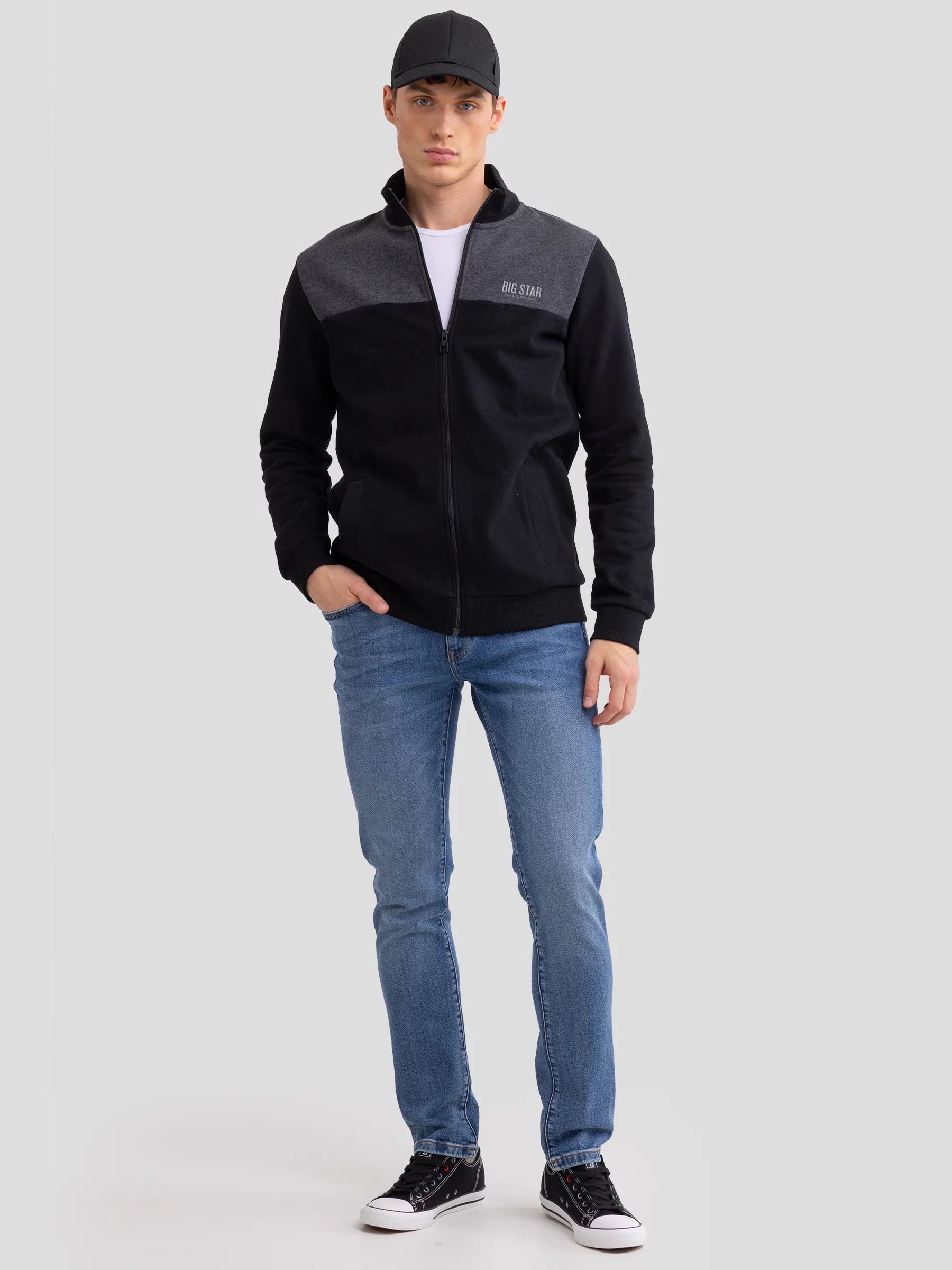 Bluza męska ze stójką czarna Joe 906