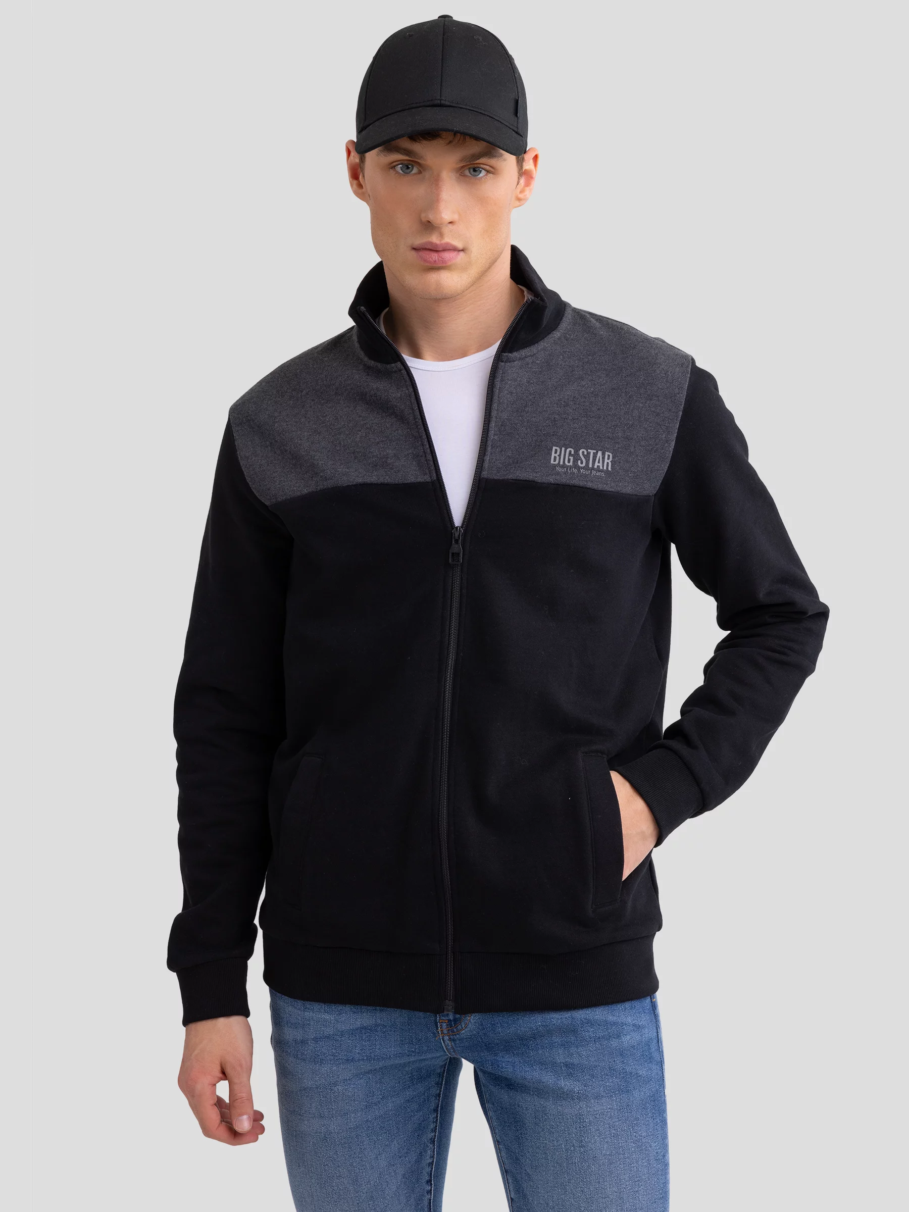 Bluza męska ze stójką czarna Joe 906