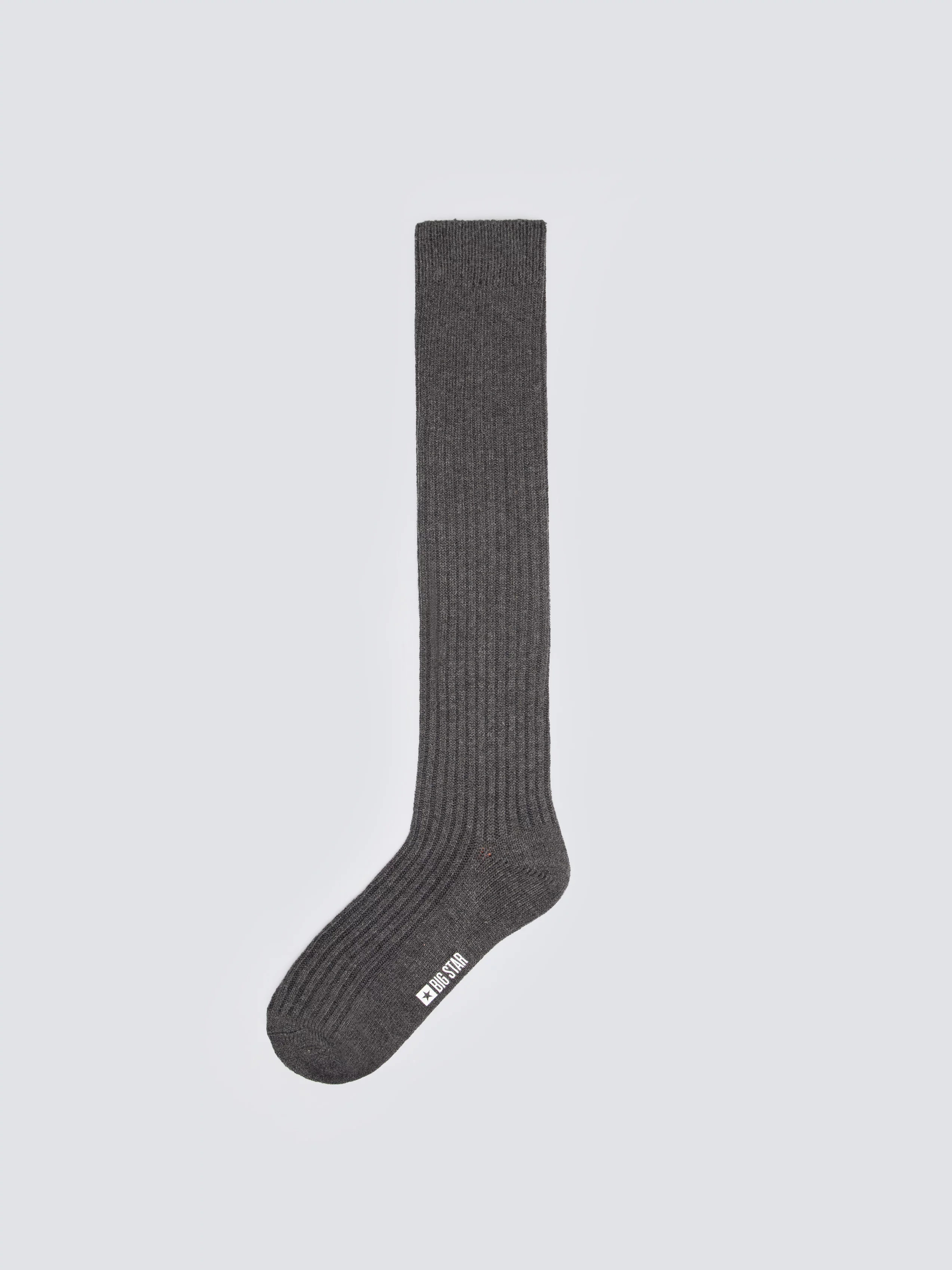 Podkolanówki damskie prążkowane z dodatkiem wełny szare Inga 905