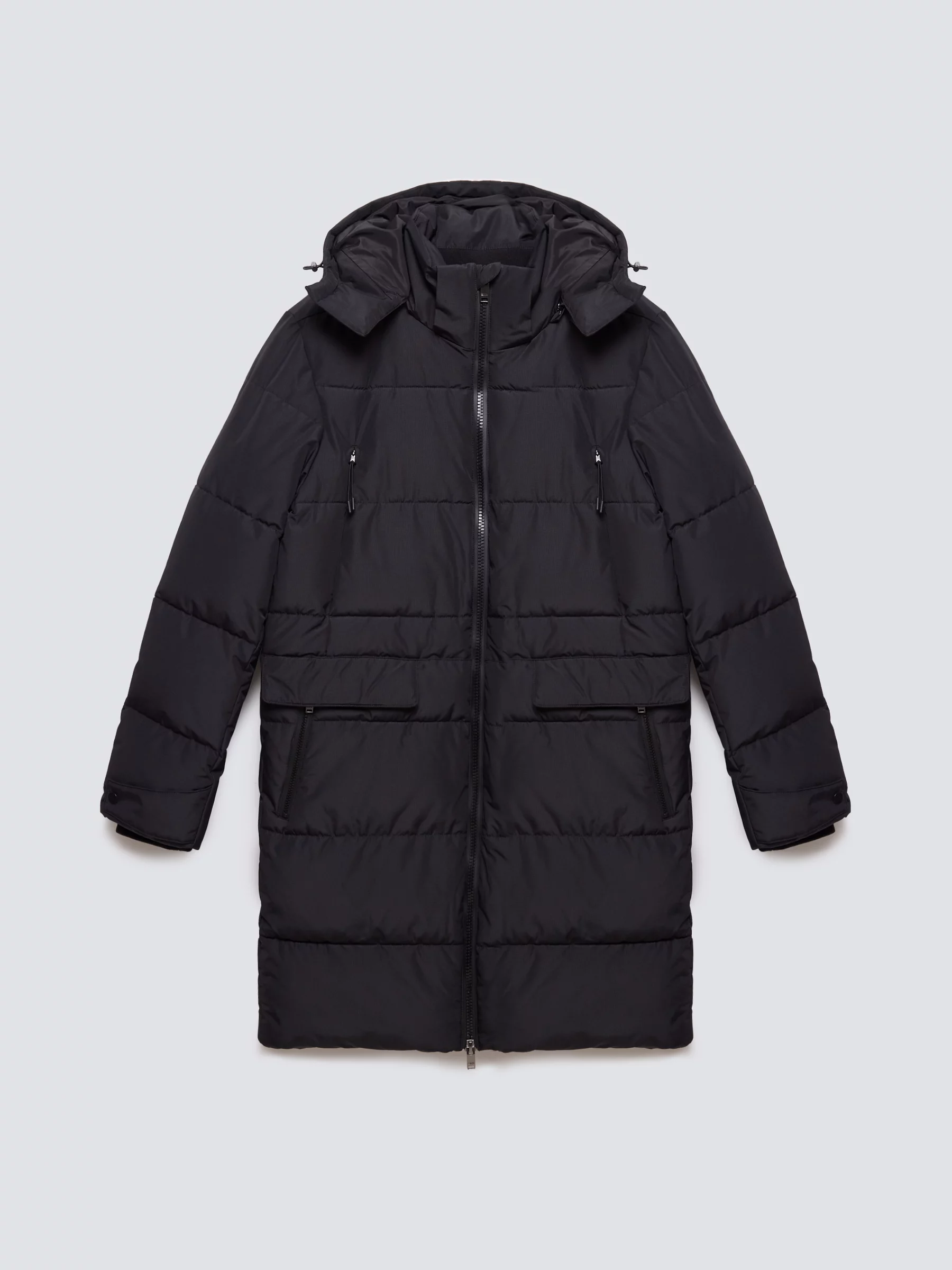 Płaszcz męski pikowany z kapturem czarny Mikronos 906