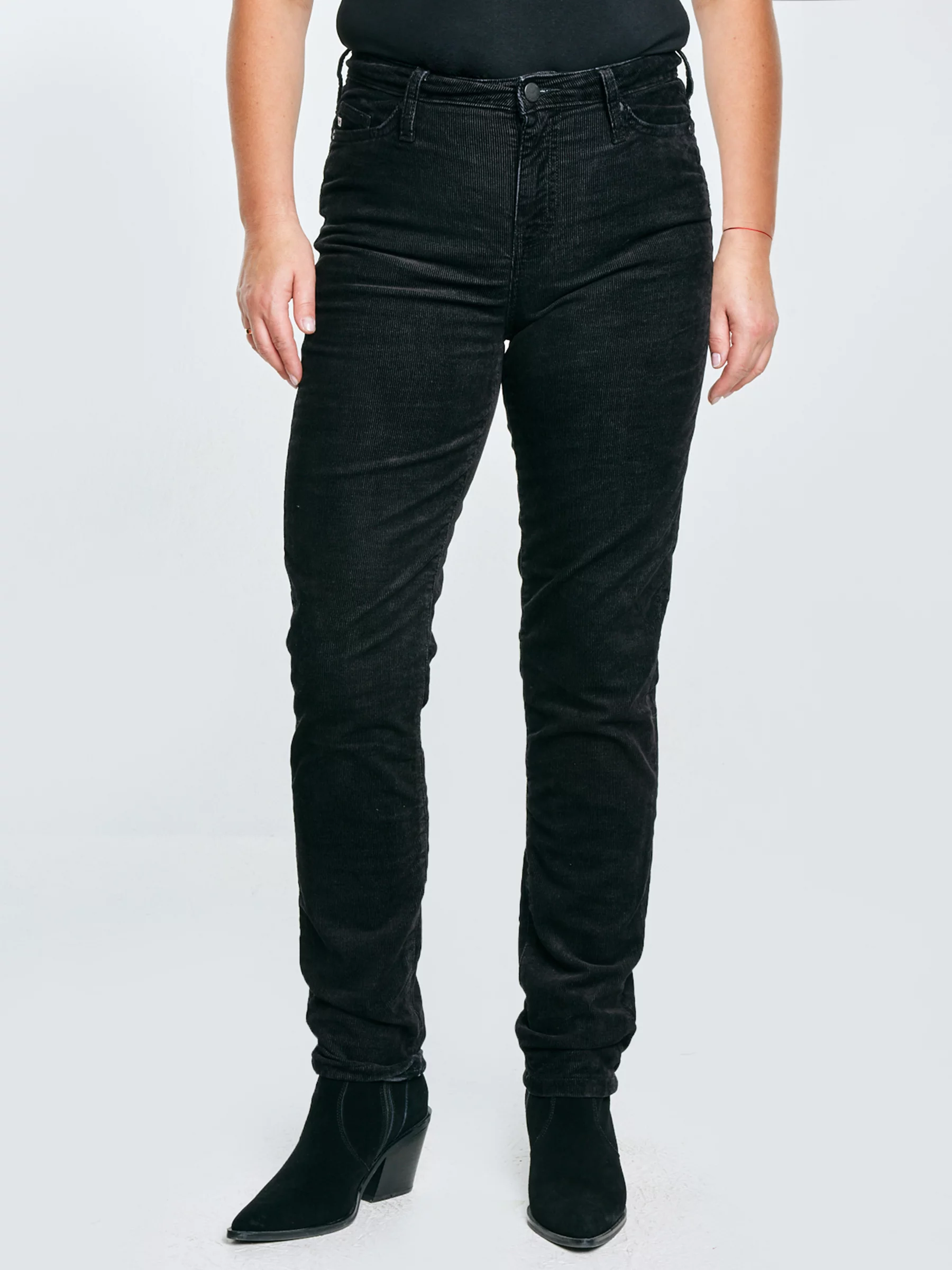 Spodnie damskie sztruks czarne Katrina High Waist Cord 907