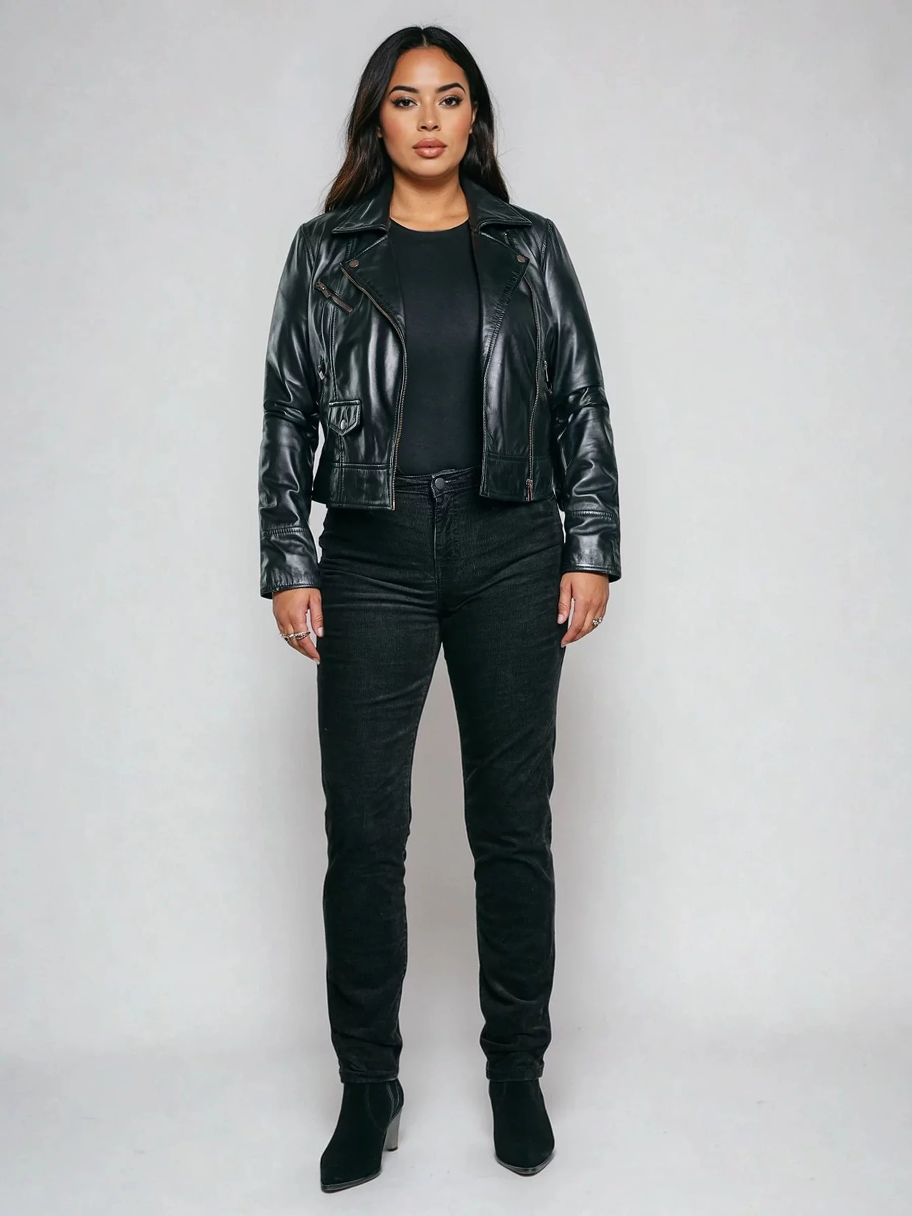 Spodnie damskie sztruks czarne Katrina High Waist Cord 907