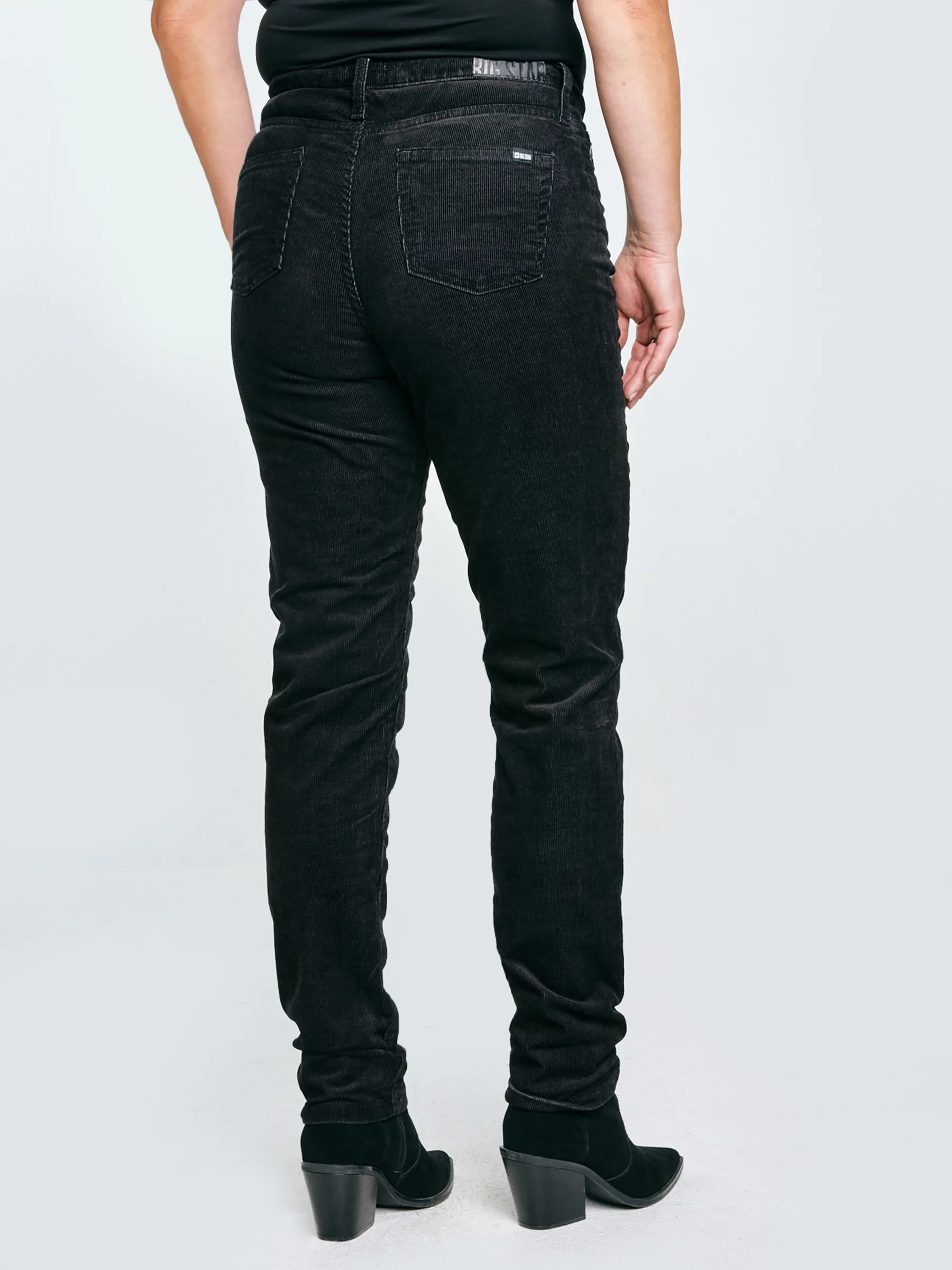 Spodnie damskie sztruks czarne Katrina High Waist Cord 907