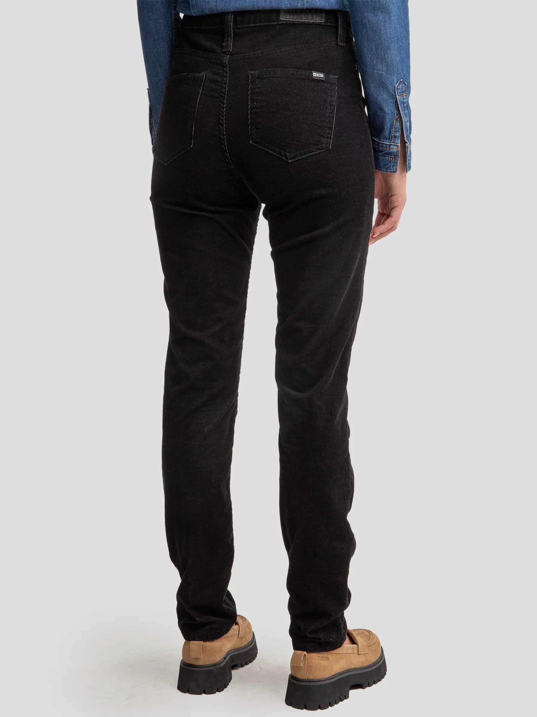 Spodnie damskie sztruks czarne Katrina High Waist Cord 907