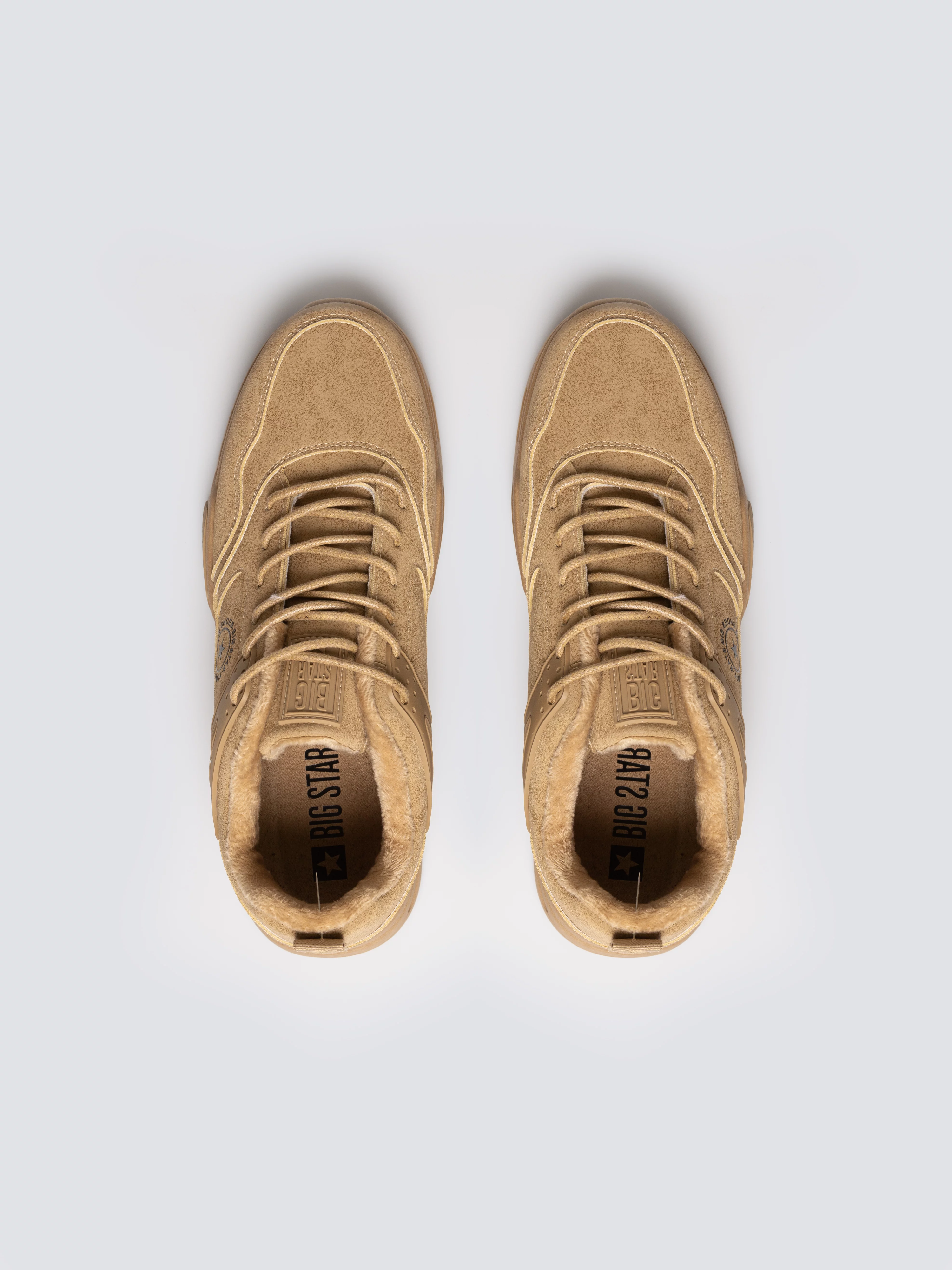 Sneakersy męskie ze skóry ekologicznej beżowe OO174578 801