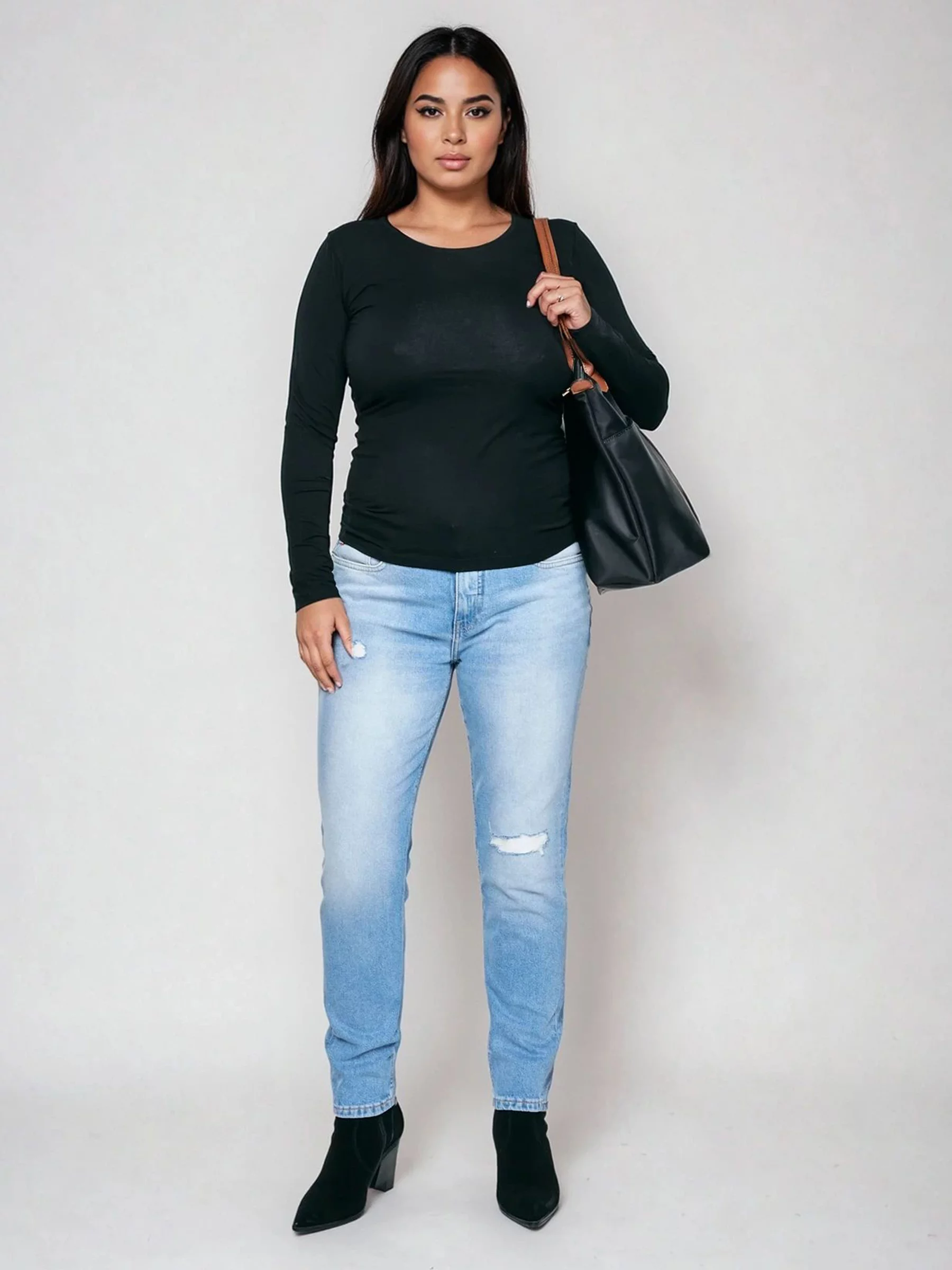 Bluzka damska z bawełny supima czarna Supiclassicala 906