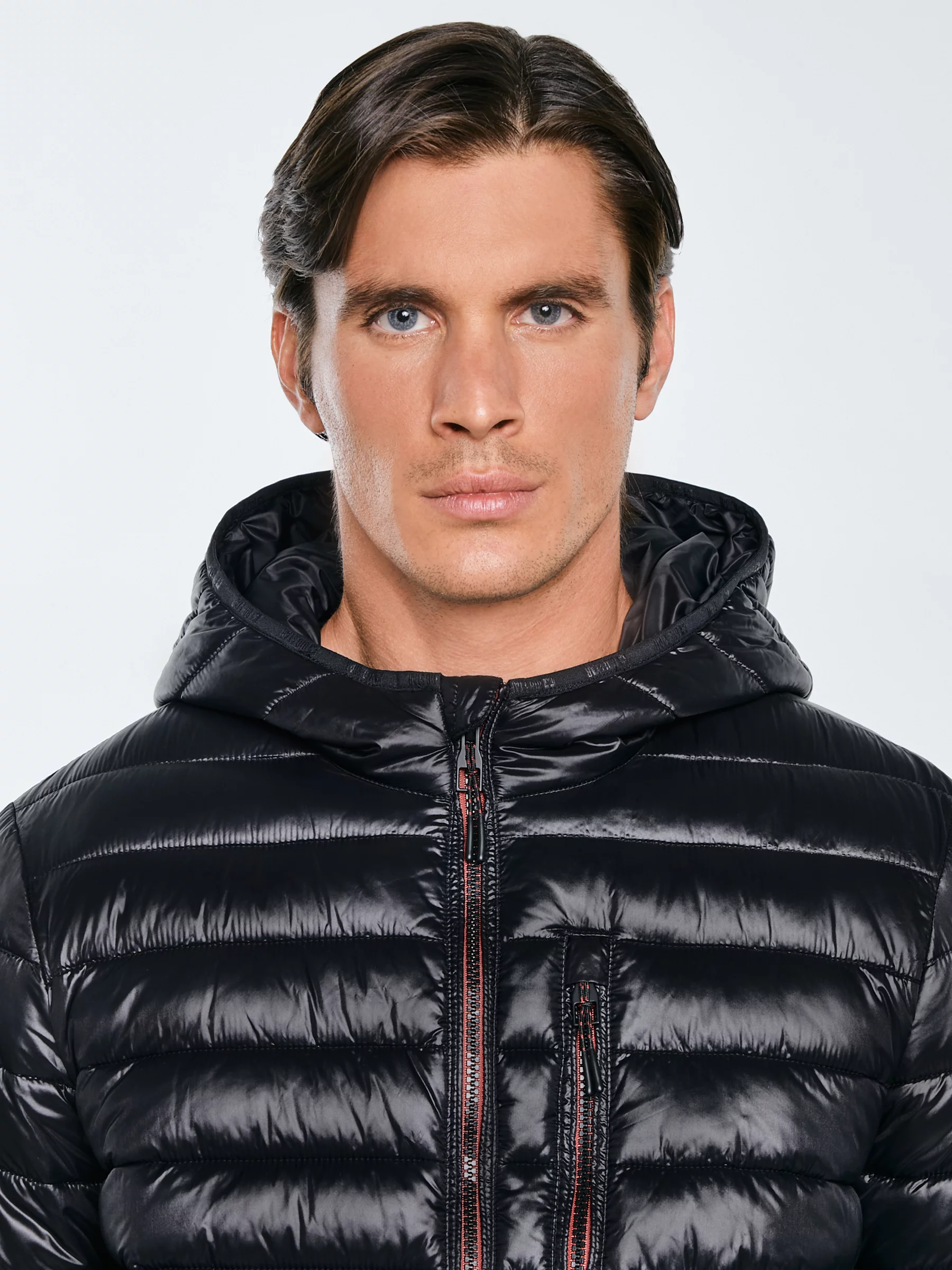 Kurtka męska pikowana z kapturem czarna Horp 906