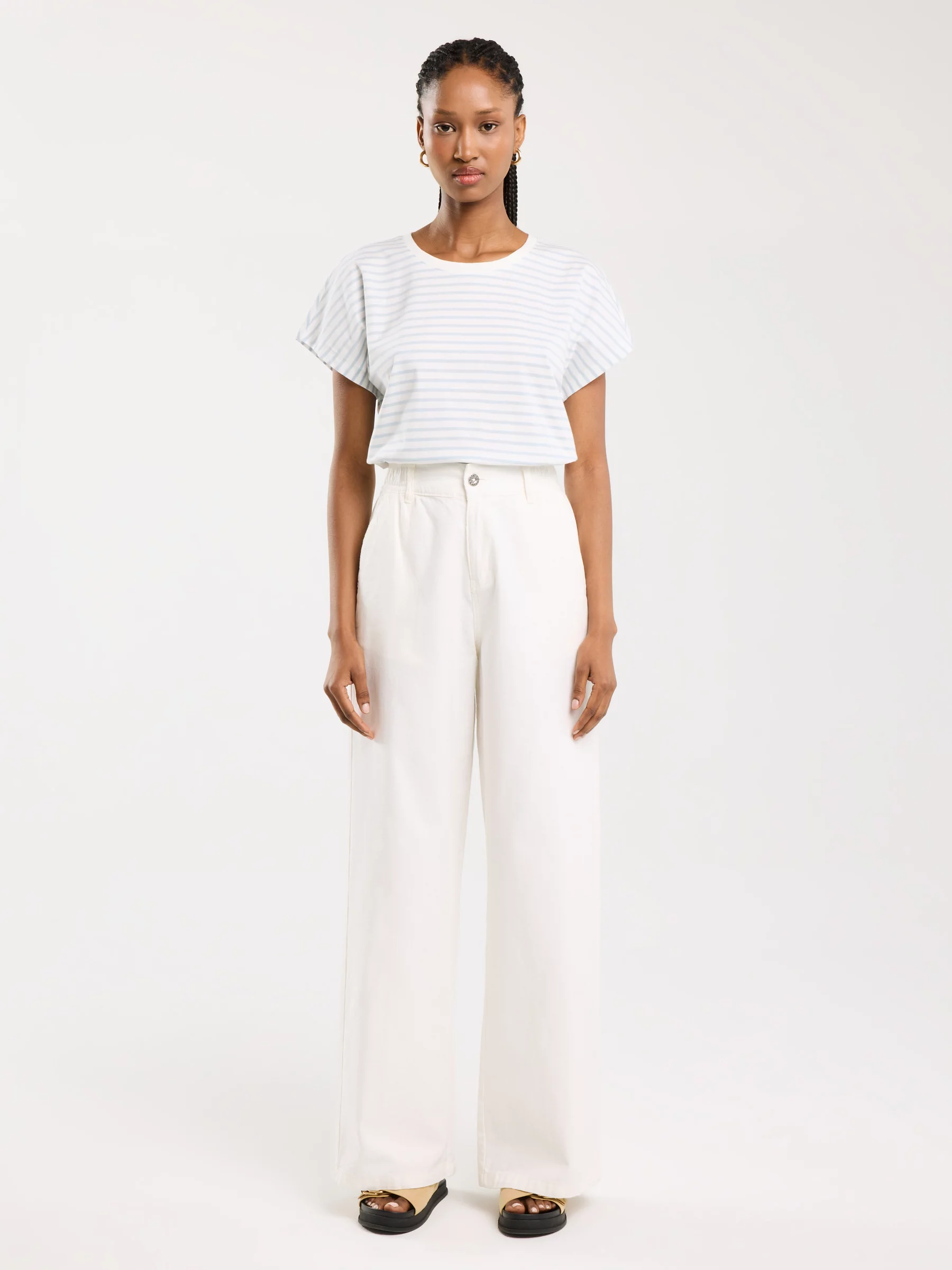 Koszulka damska w paski biało-niebieska Aleksa 400