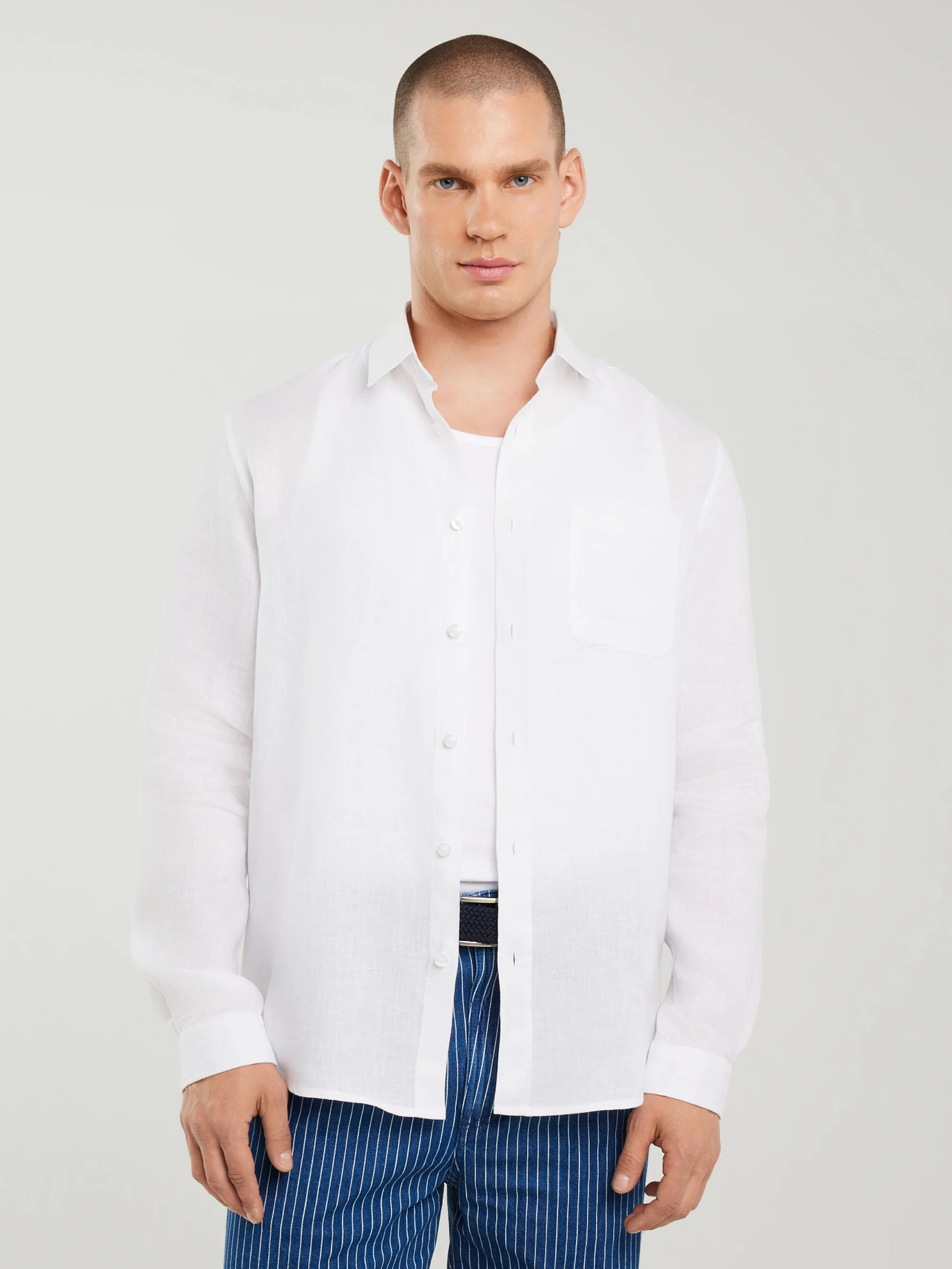 Lniana koszula męska biała Jianis 101