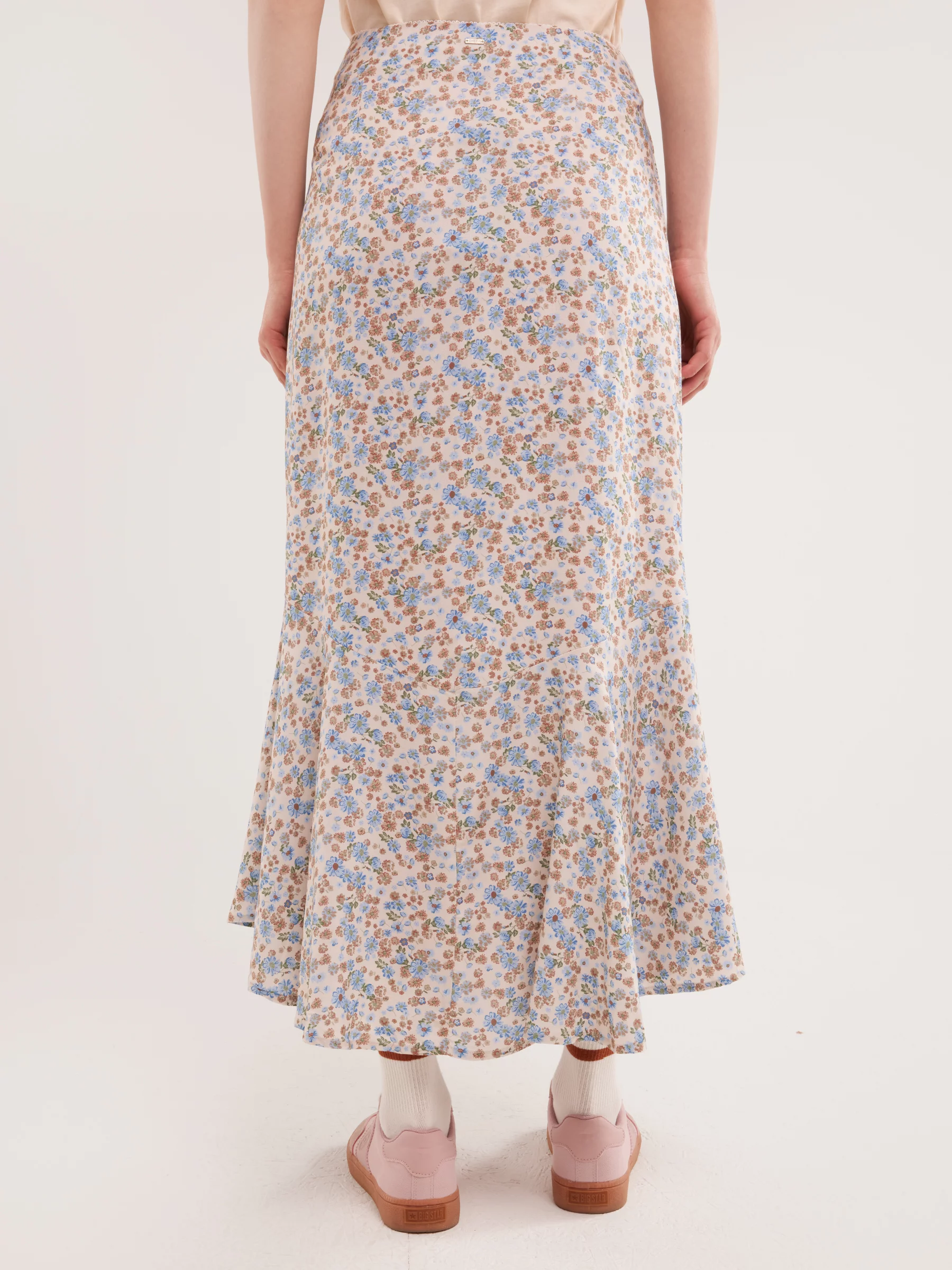 Spódnica damska midi z wiskozy z motywem kwiatowym Adria 000