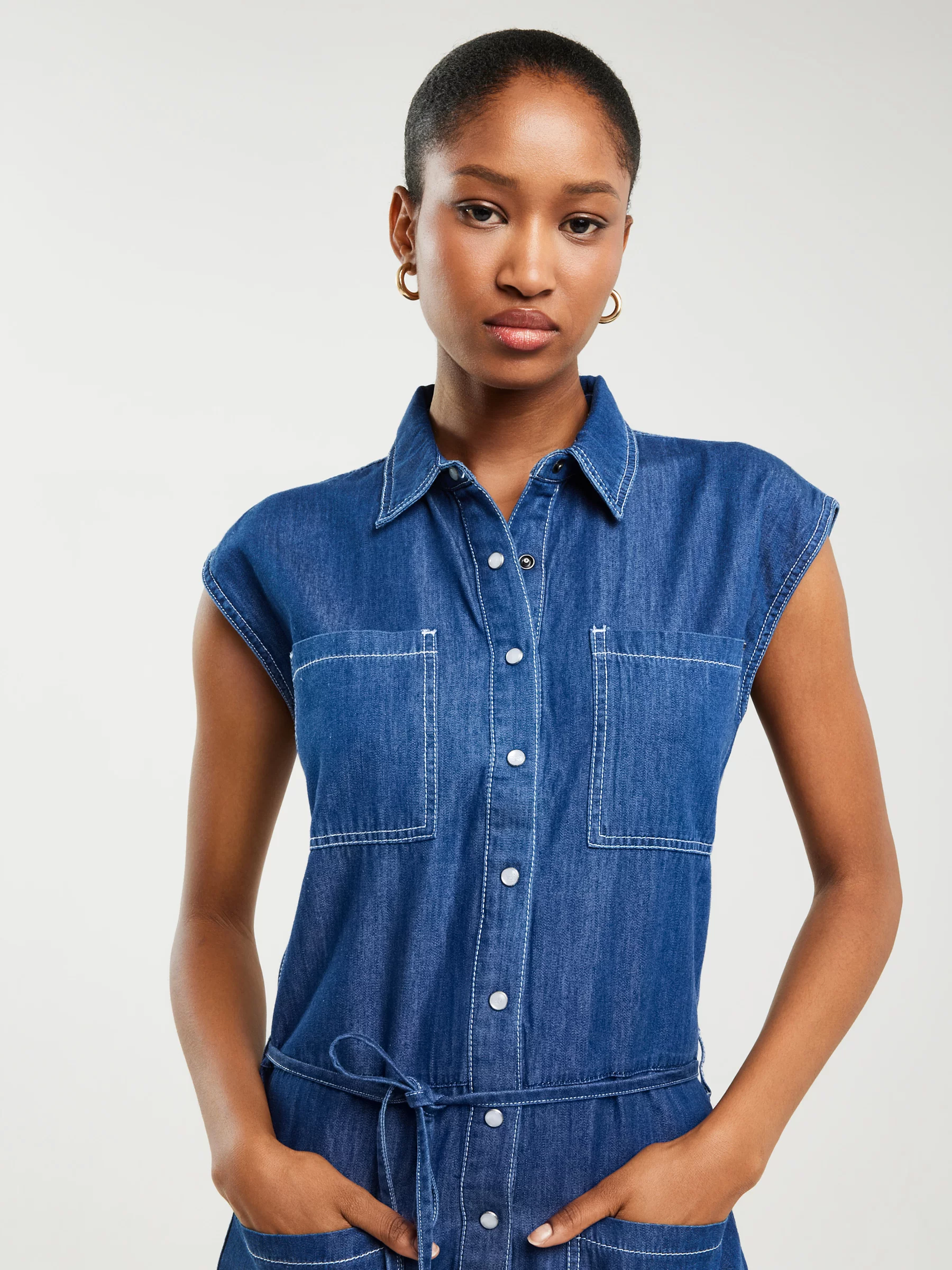 Kombinezon damski jeansowy niebieski Shea 465