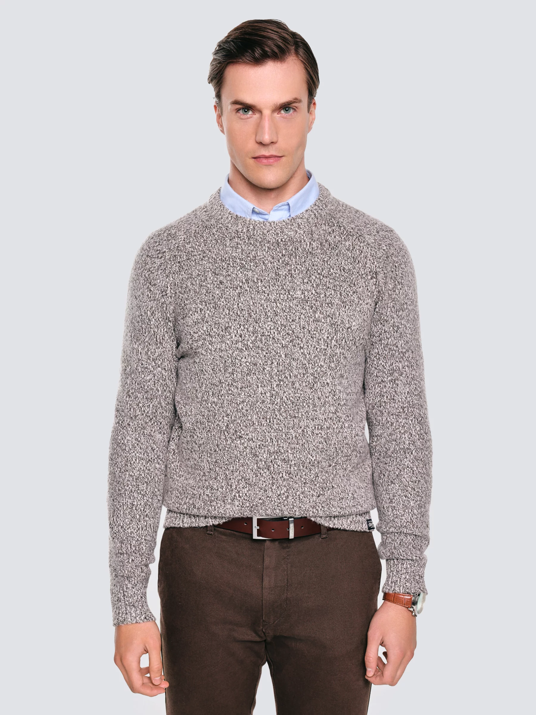 Sweter męski melanżowy brązowy Waltero 804