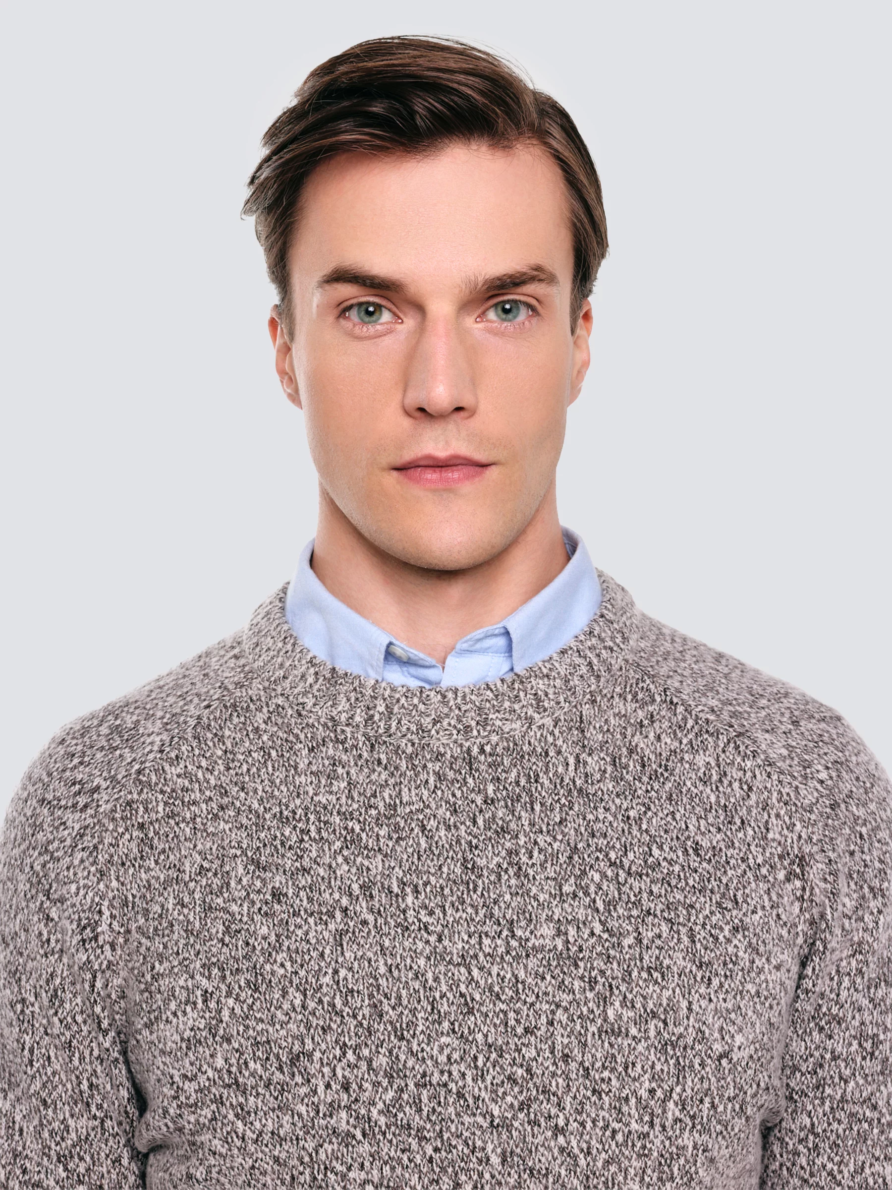 Sweter męski melanżowy brązowy Waltero 804